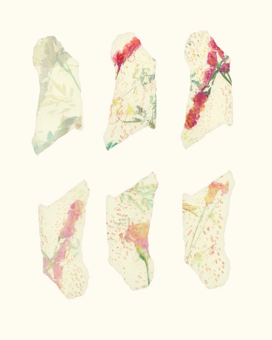 "Love Preserved In Time" Crystal Watercolor Screen Printed Monoprint Bookmarks