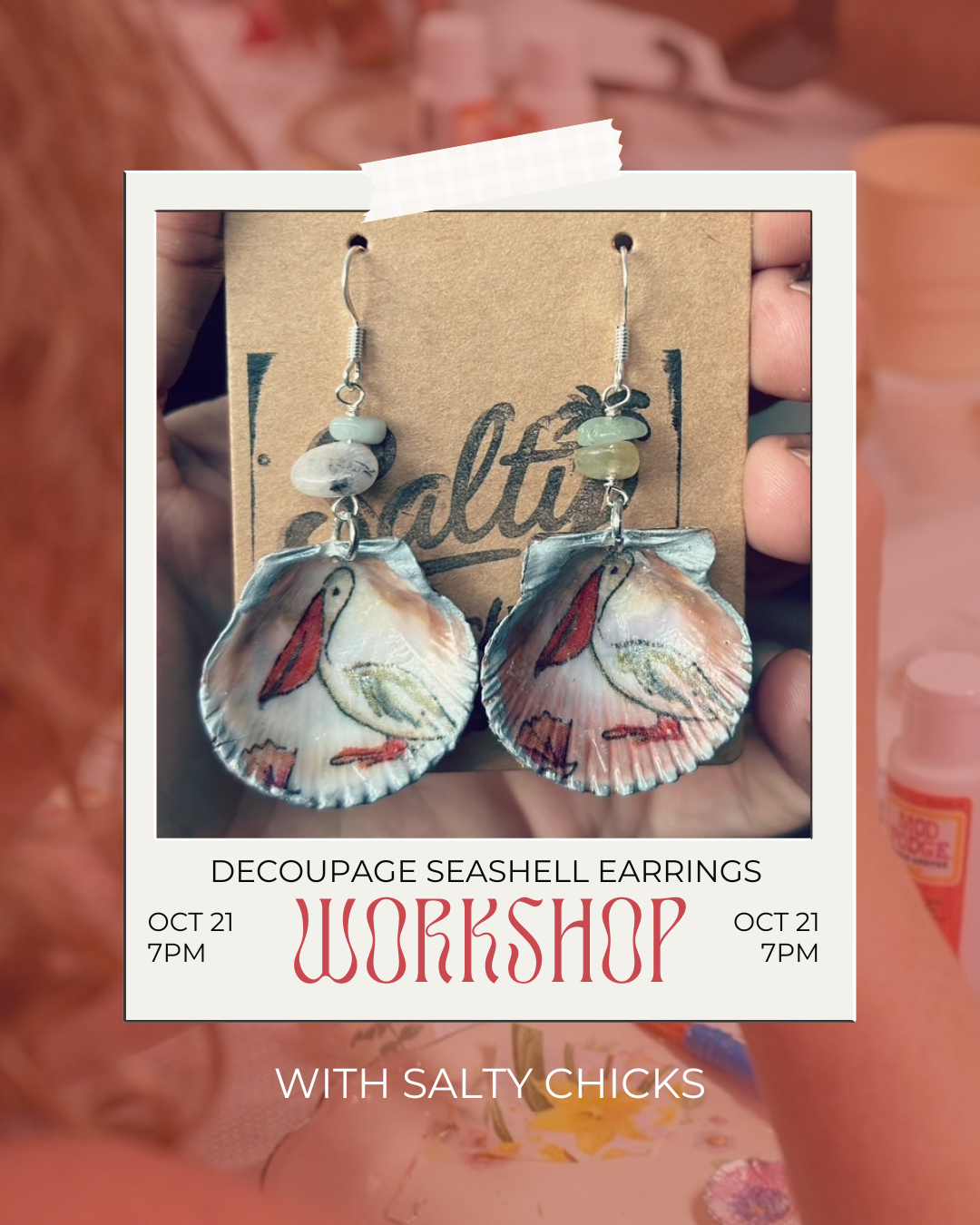 Decoupage Shell Earring Workshop with Salty Chicks