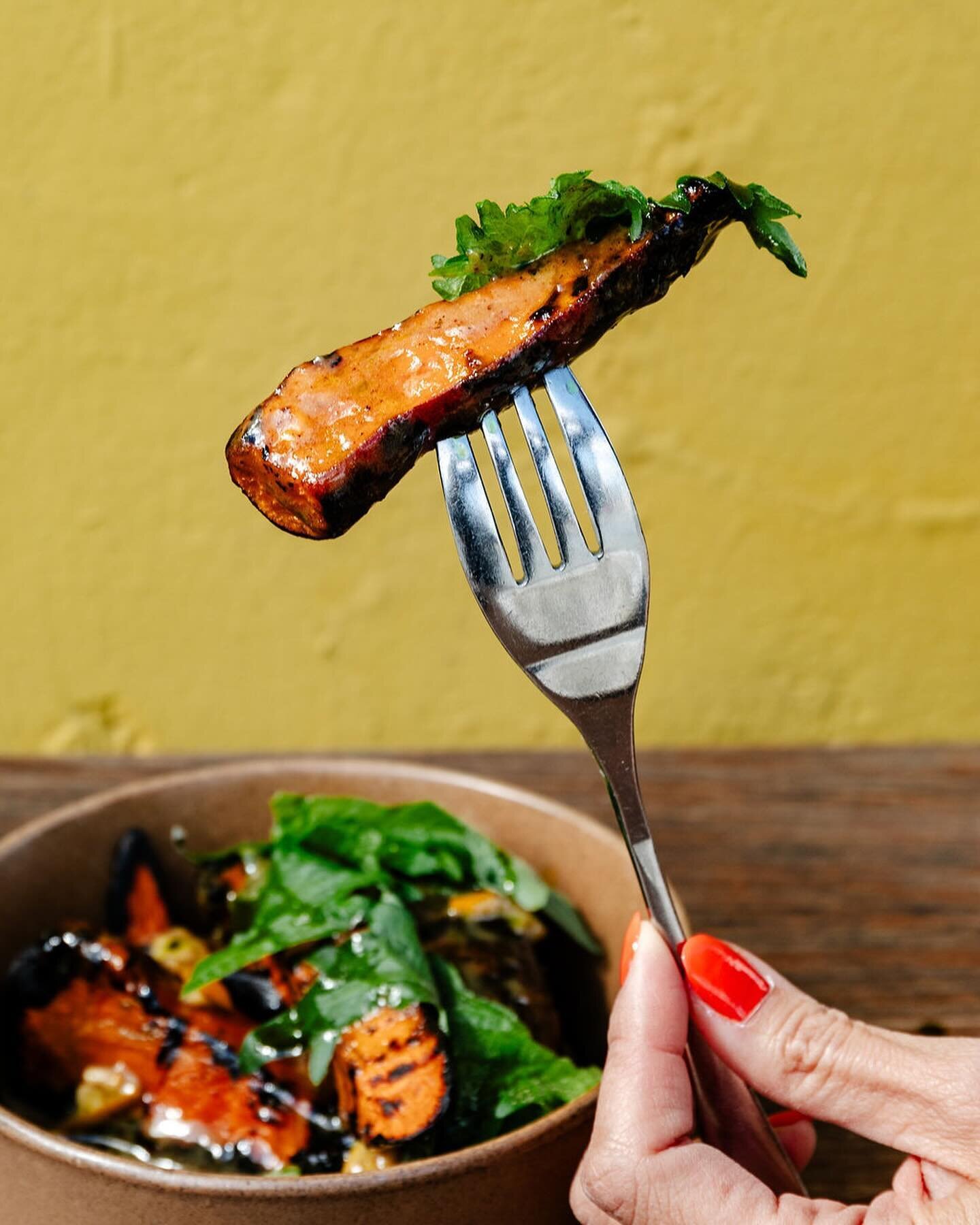 charred sweet potato, smoked avocado leaf butter, kumquat, shiso 🍠💡🍠