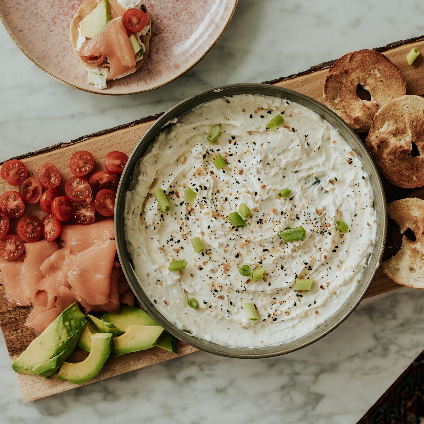 Confession: I am a lazy cook. My favorite recipes are the easy ones that look impressive.

Enter, everything bagel dip. I got this recipe from the New York Times, and it was quick &amp; easy to put together, but still looks like you put in a bit of e