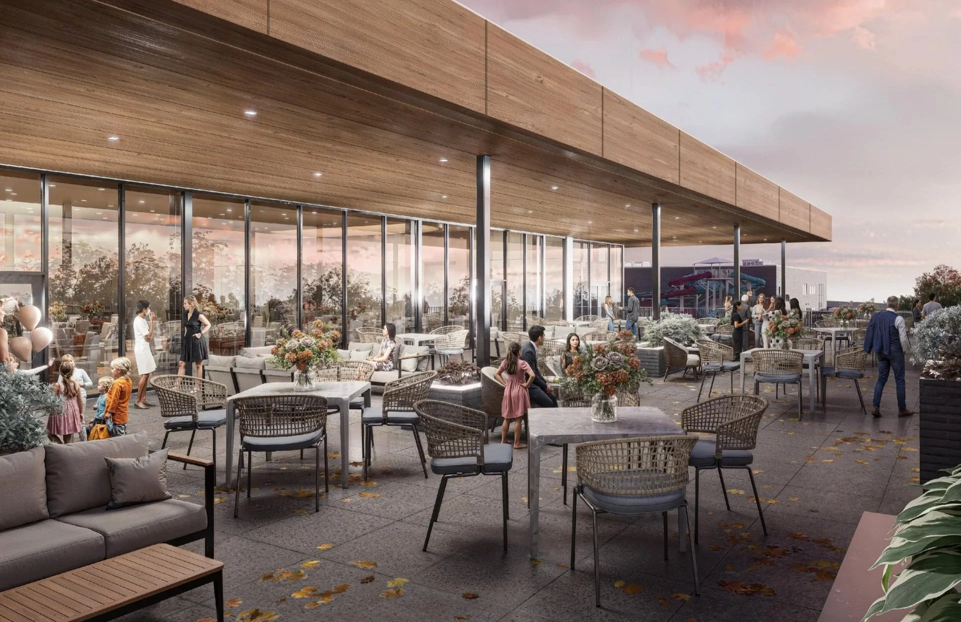 Rendering of terrace outside of banquet room