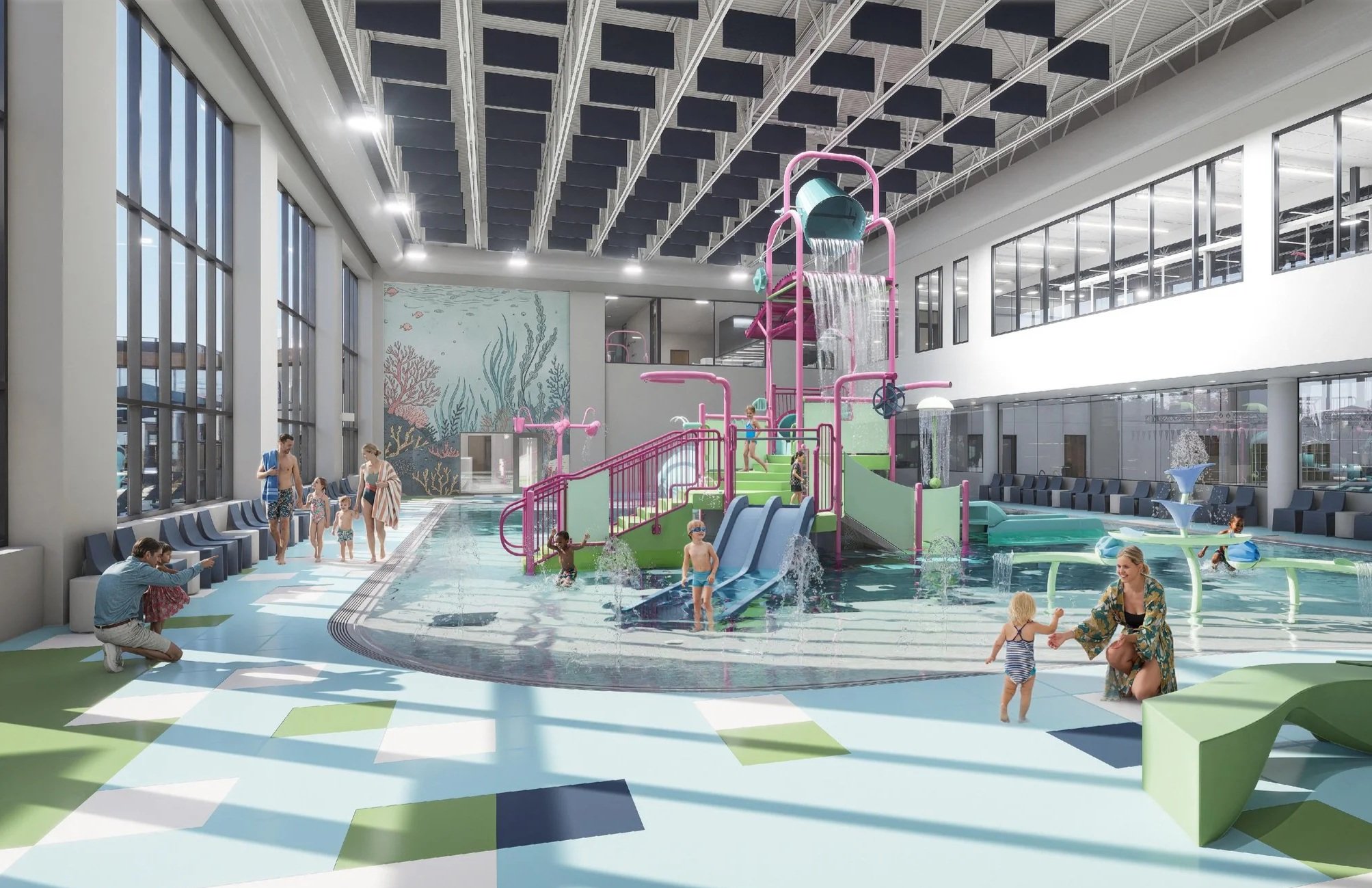 Indoor aquatic playstructure
