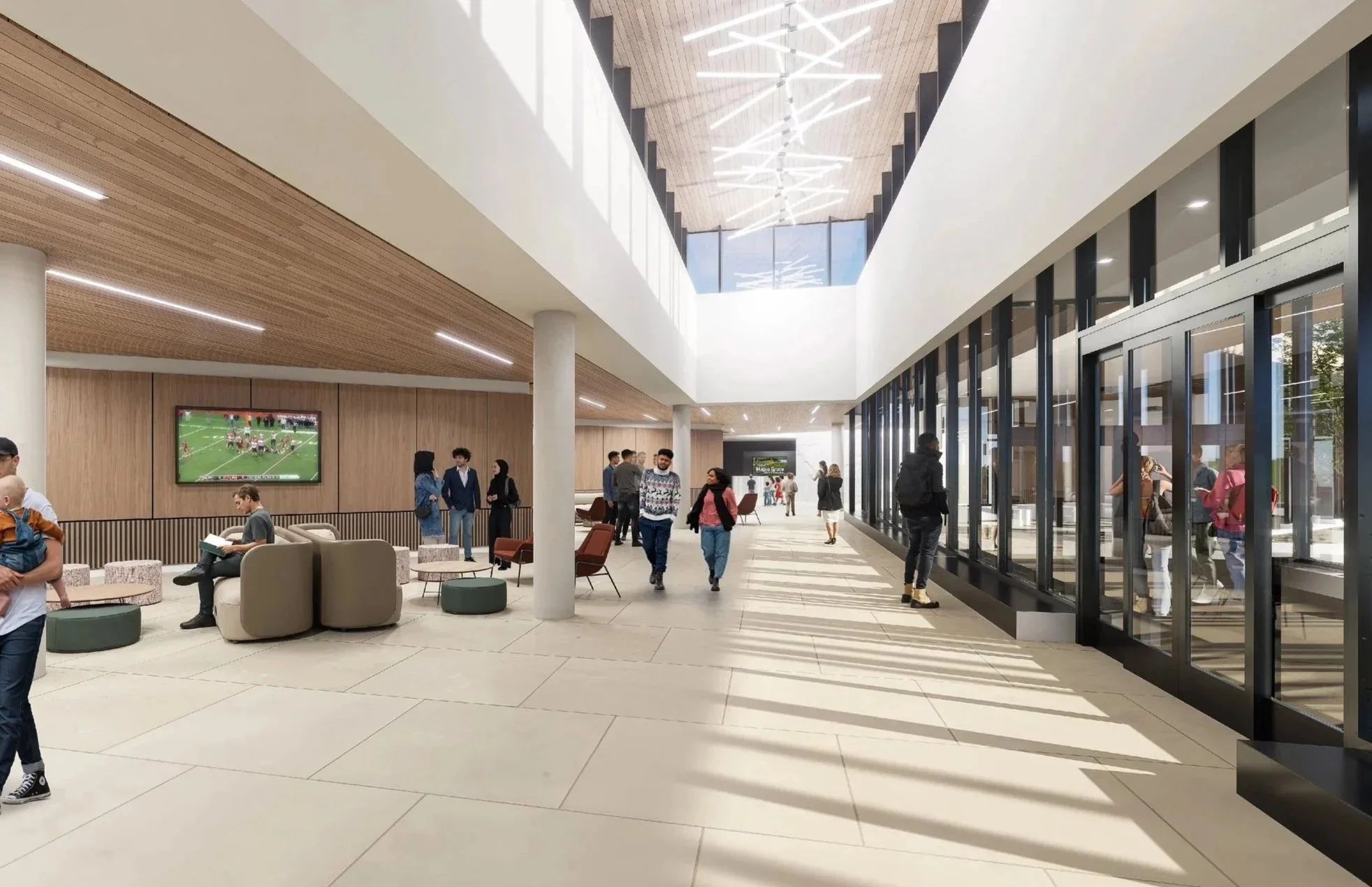 Rendering of Community Center front entrance hallway