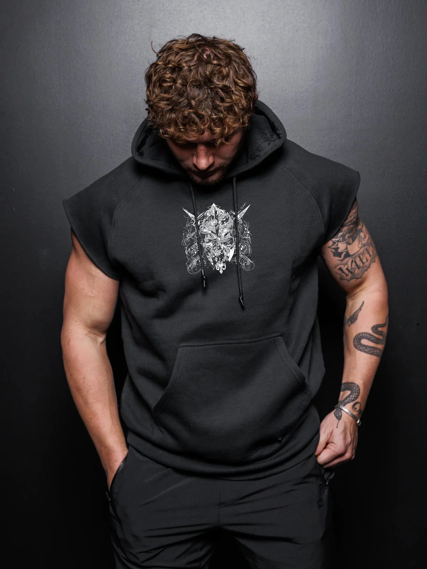 Viking Skull Sleeveless Hoodie