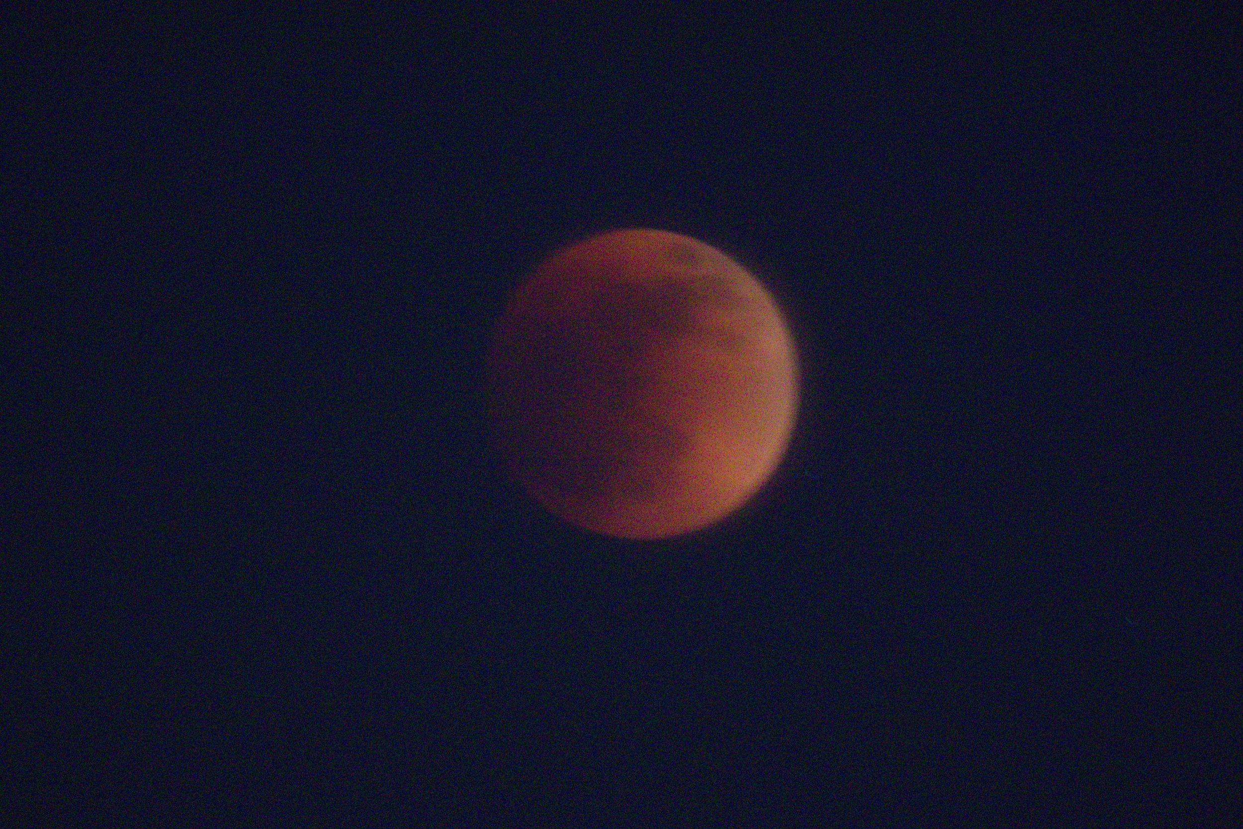 During the lunar eclipse through the window screen.