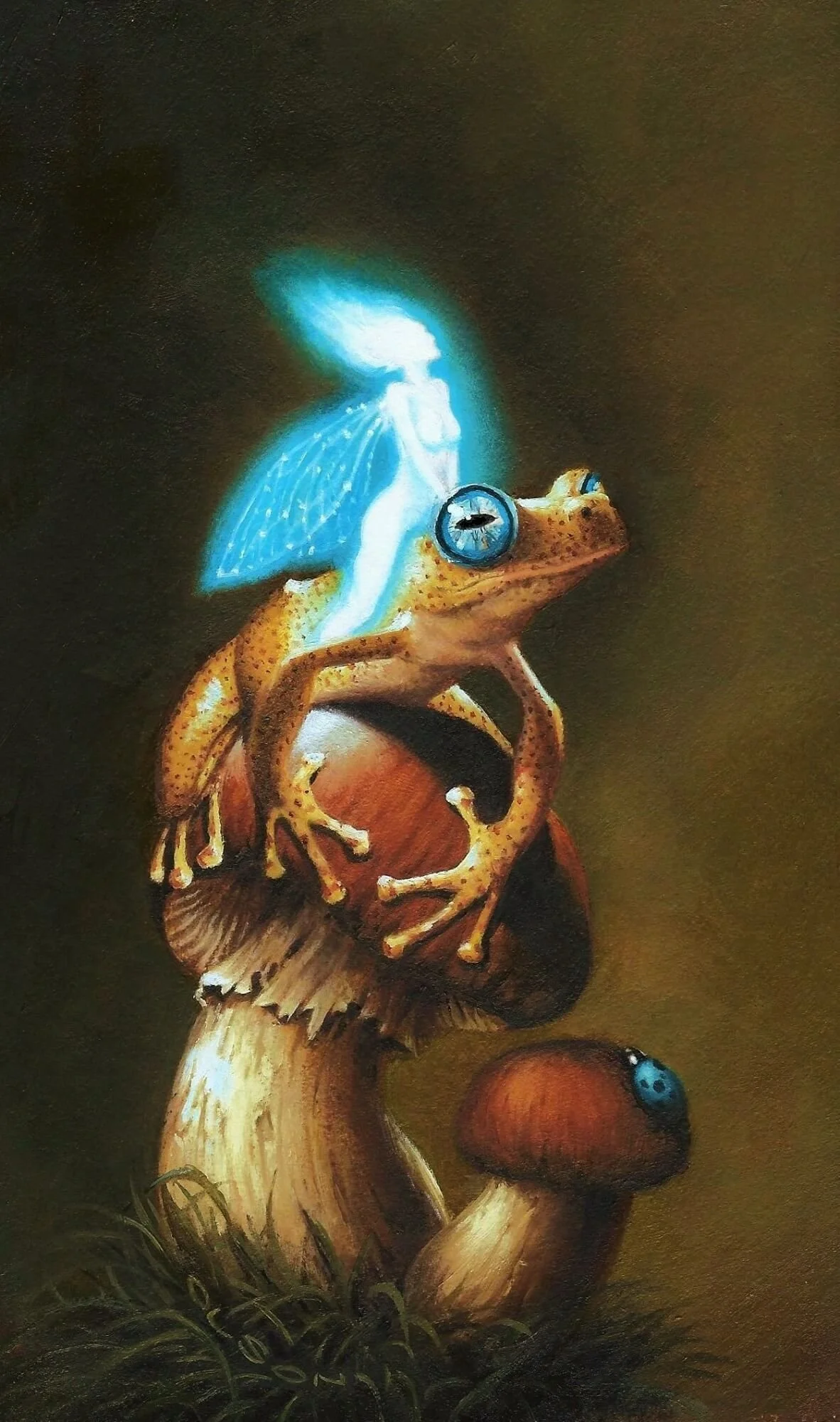 Fairy and Frog - 4 x 6 inches oil on archival board. Sold