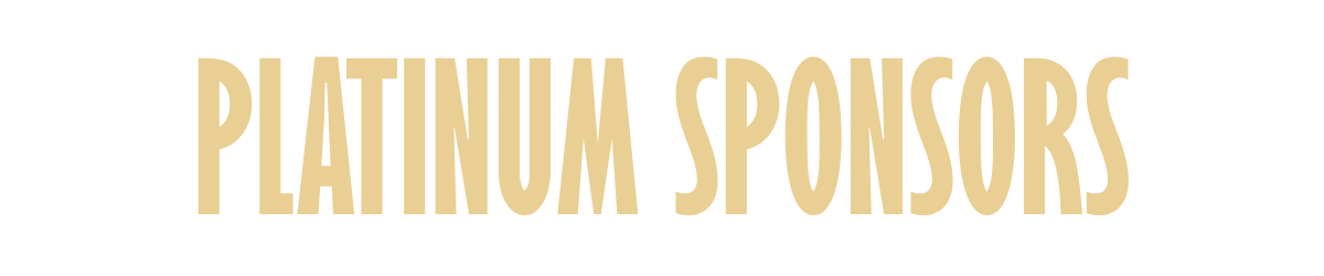 Text reading 'PLATINUM SPONSORS' in gold letters on a black background.