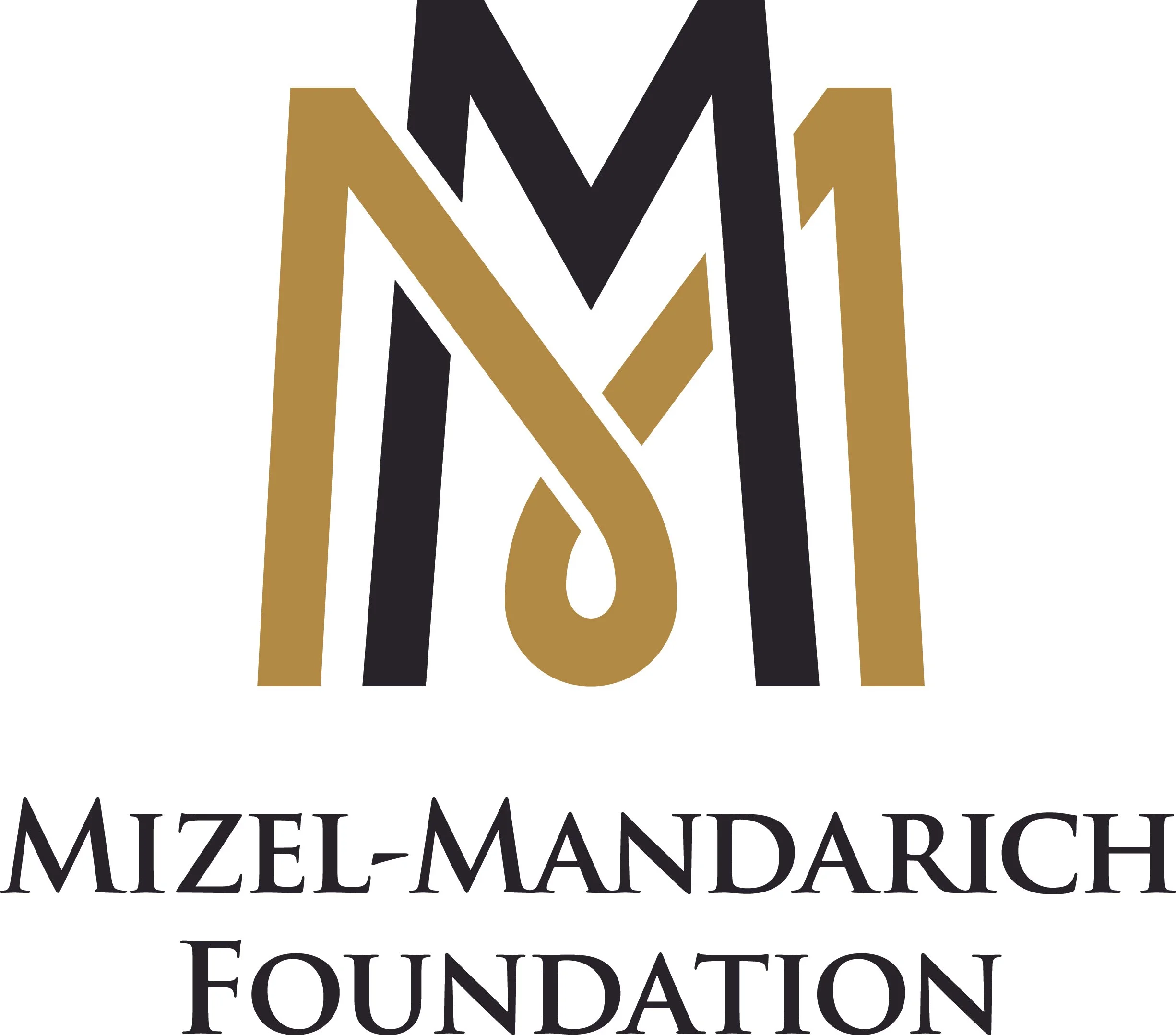 Logo with stylized letters M in black and gold, and text that reads 'Mizel-Mandarch Foundation' in black.