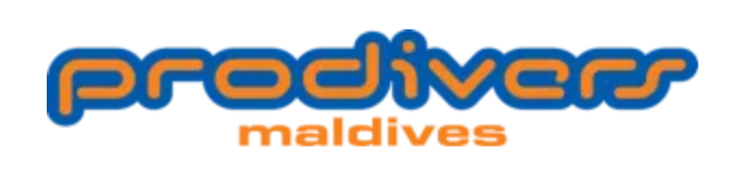 Logo of Prodivers Maldives with orange and blue text on a white background.