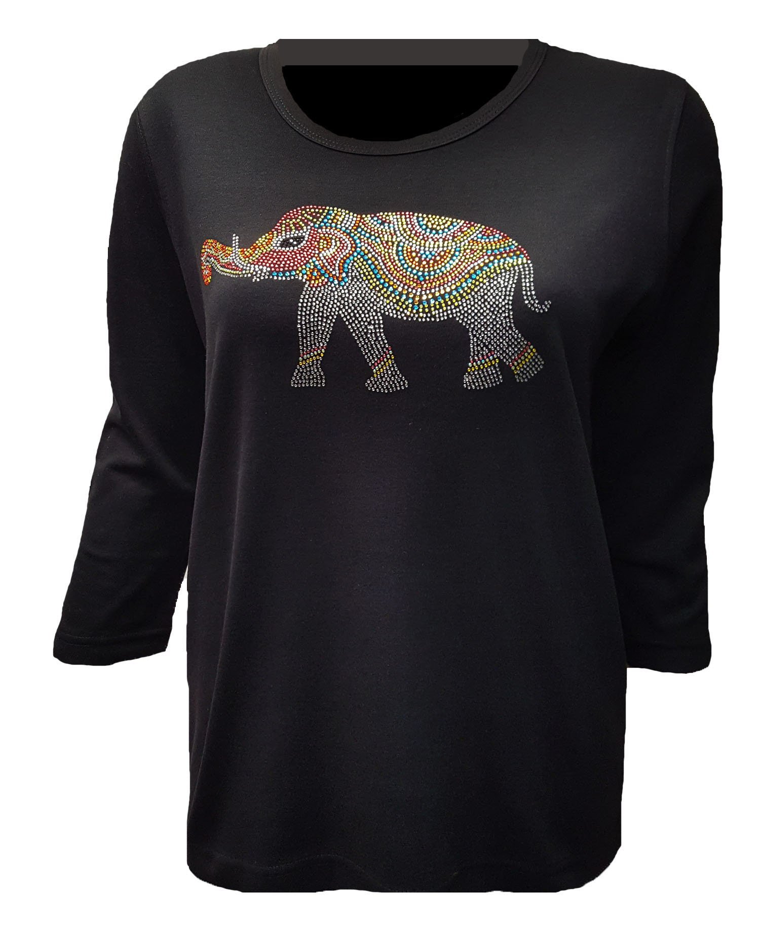 Elephant Bling Shirt with Rhinestone Embellishment. Soft flexible light weight design. Combed cotton poly blend.