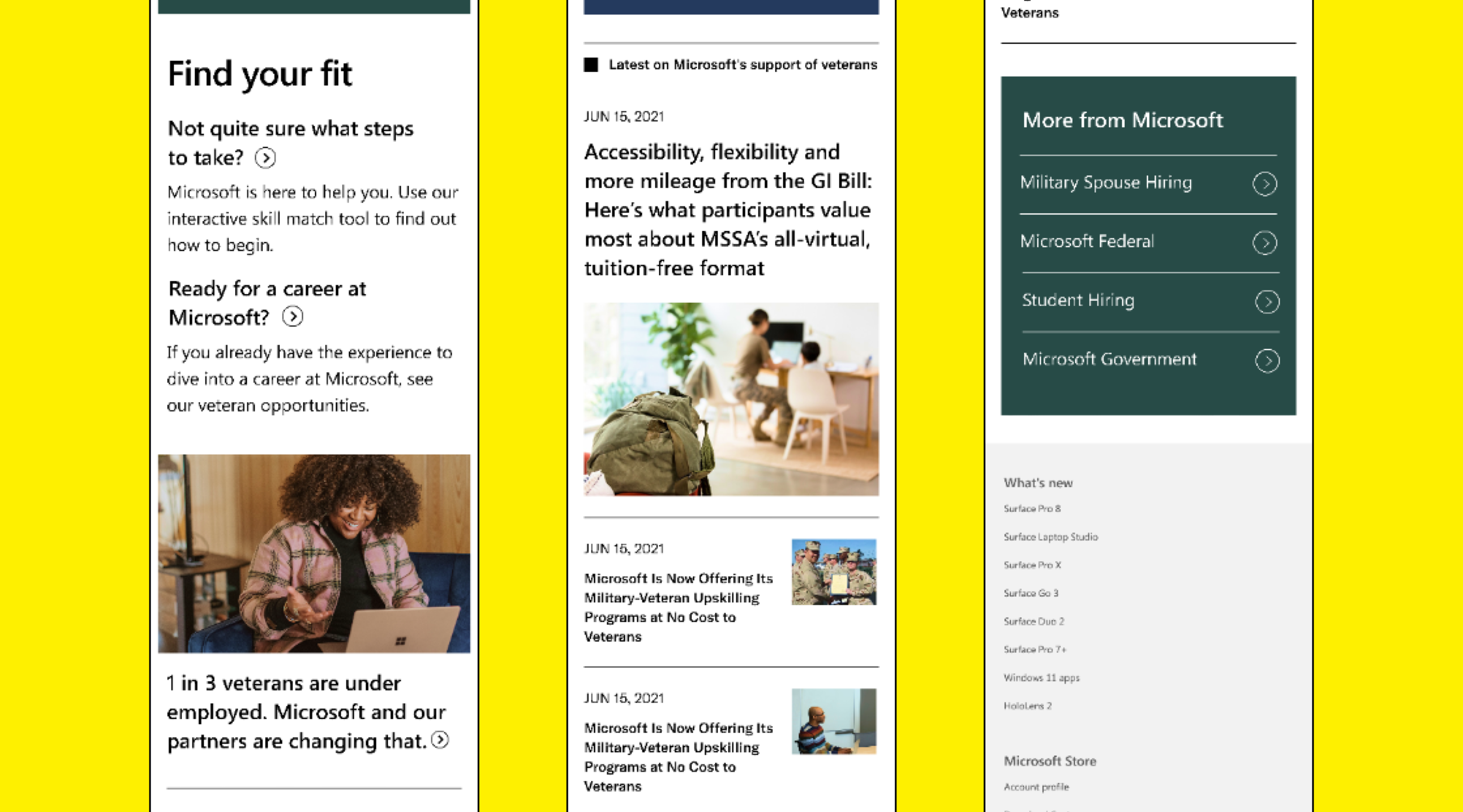 More content patterns on mobile