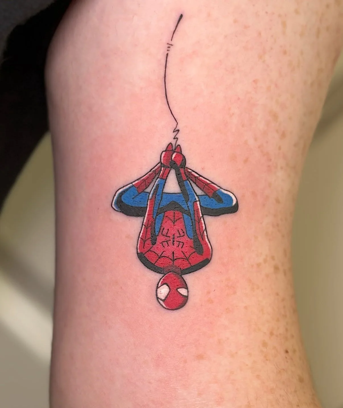 Spider man tattoo design done by @just_mem_tattoo in Calgary