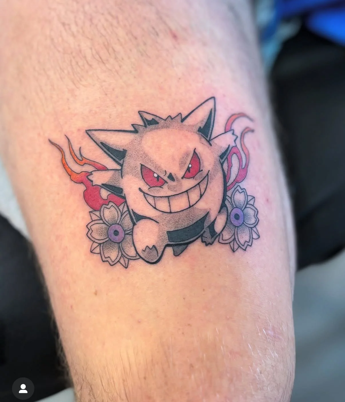 Gengar tattoo design done by @just_mem_tattoo in Calgary