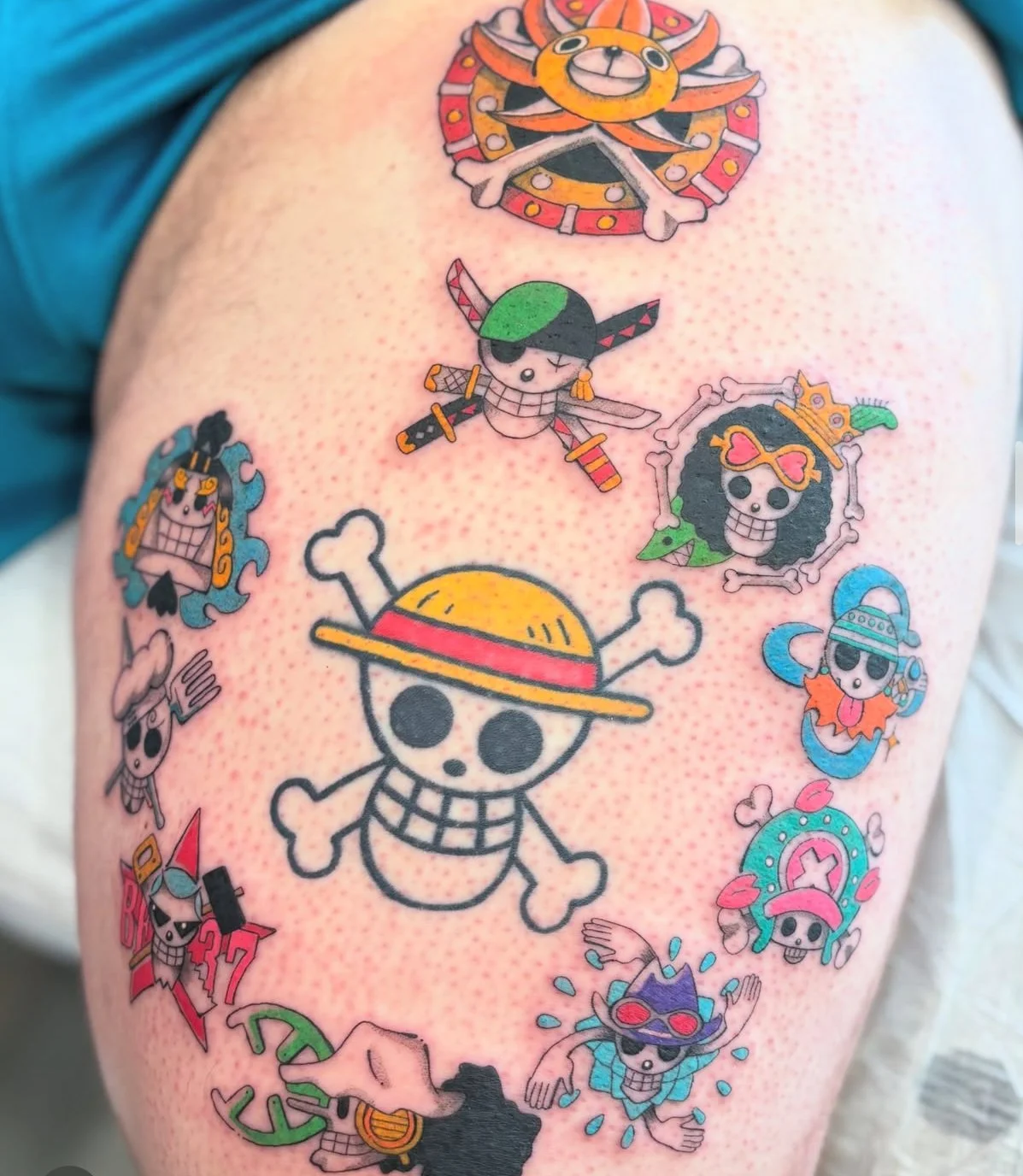 one piece tattoo design done by @just_mem_tattoo in Calgary