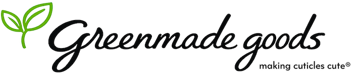 Greenmade goods logo with tagline making cuticles cute