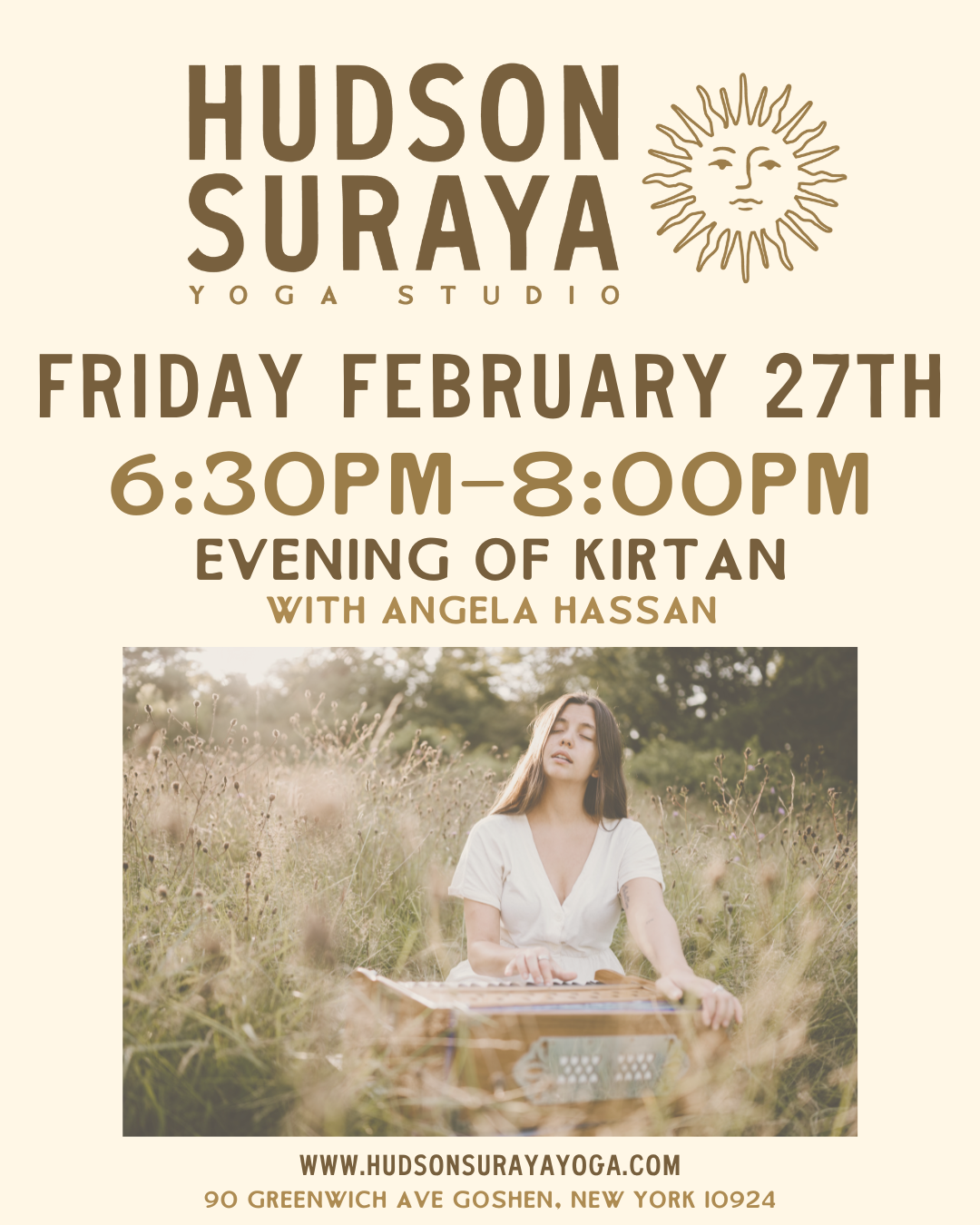 Friday February 27 6:30pm-8:00pm 'Evening of Kirtan' with Angela Hassan
