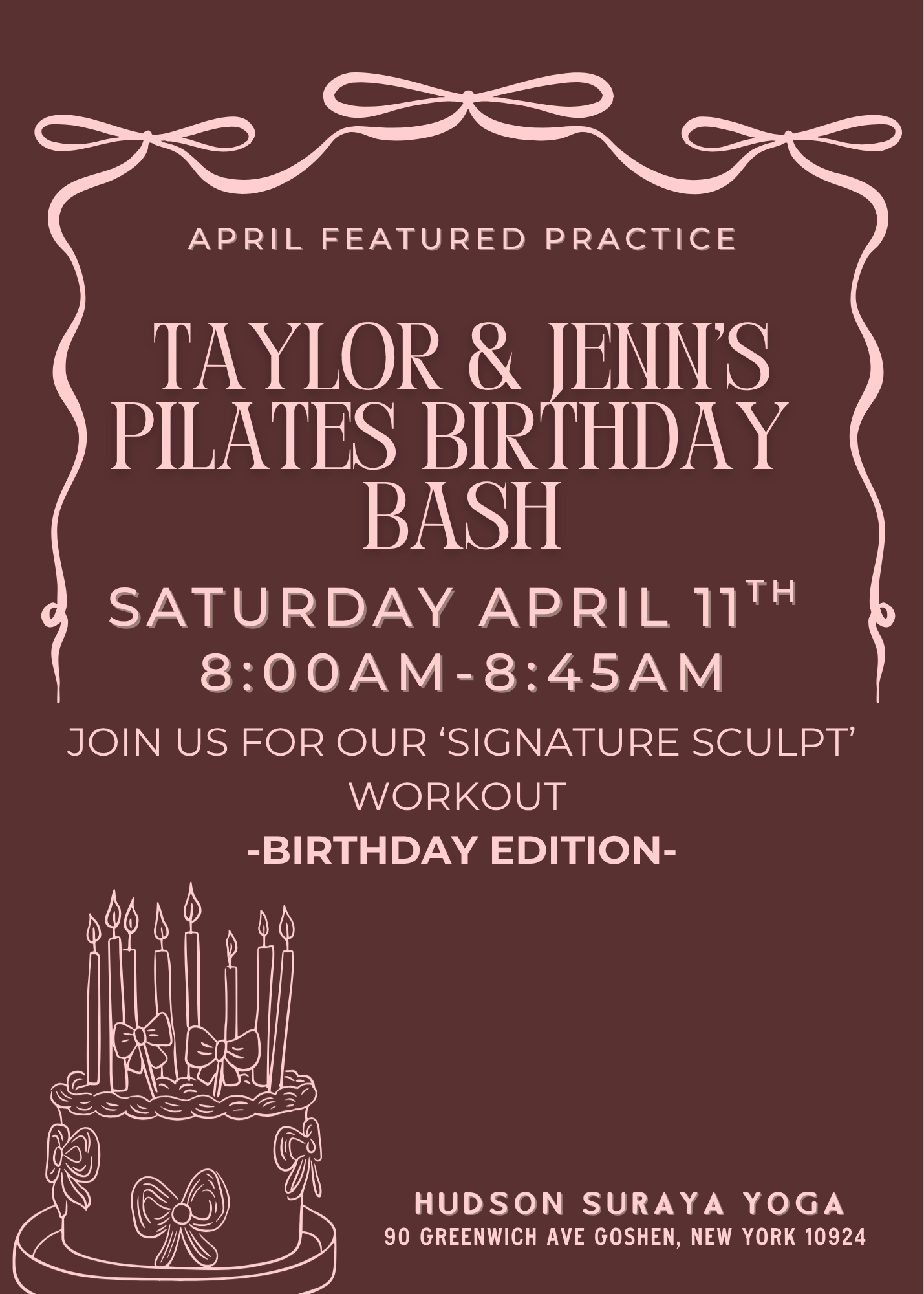 SATURDAY April 11th 8:00AM–8:45AM with Taylor Solomon & Jenn Peters | BIRTHDAY MAT SCULPT POP-UP