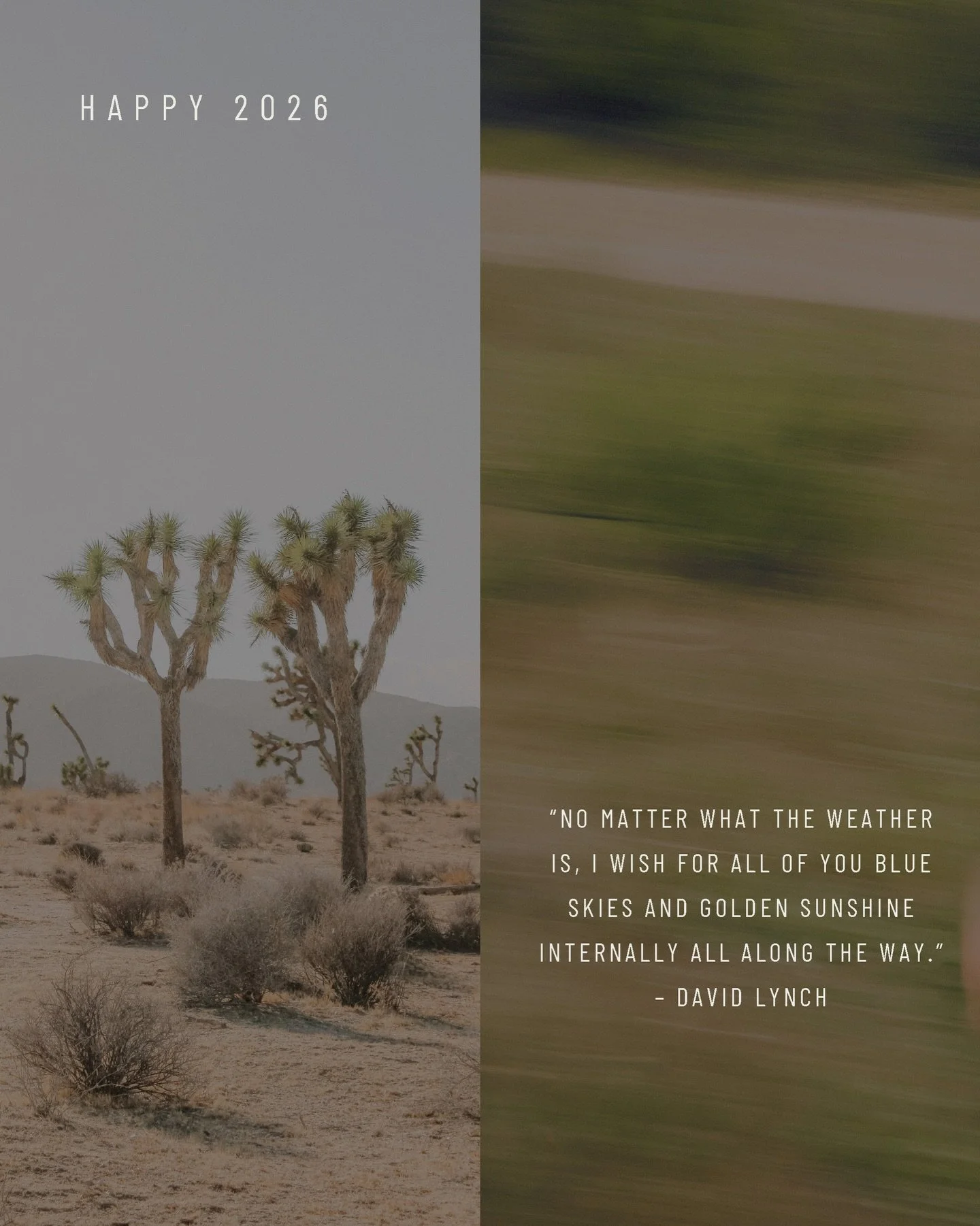 Happy New Year .  Belle Ann&eacute;e .  Feliz A&ntilde;o Nuevo. 

&ldquo;No matter what the weather is, I wish for all of you blue skies and golden sunshine internally all along the way.&rdquo; &ndash; David Lynch