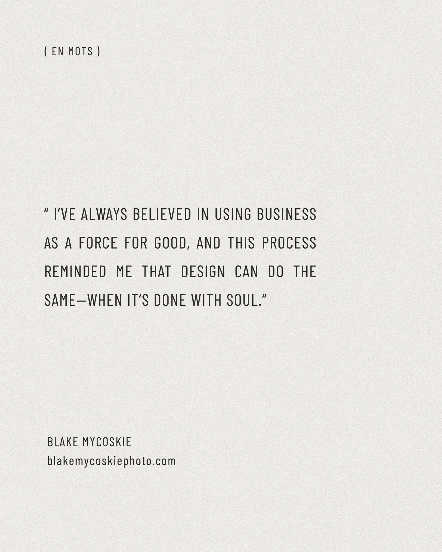 ( en mots )

&ldquo;Working with Audrey to build my photography website was like watching a vision come to life&mdash;clean, purposeful, and full of heart. She didn&rsquo;t just create a site; she built a story around the images, letting each photo s