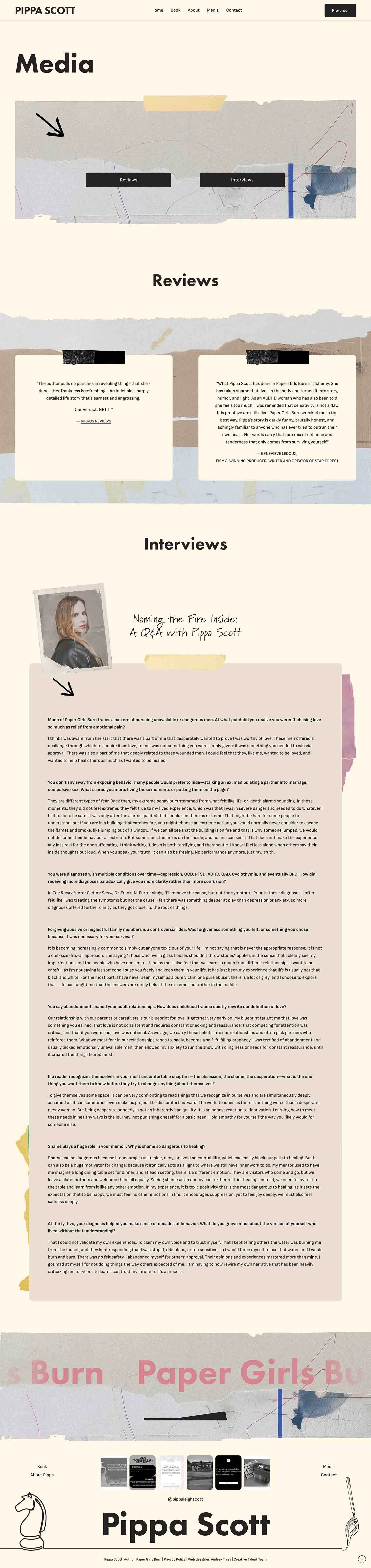Letter to the readers page of the author's website