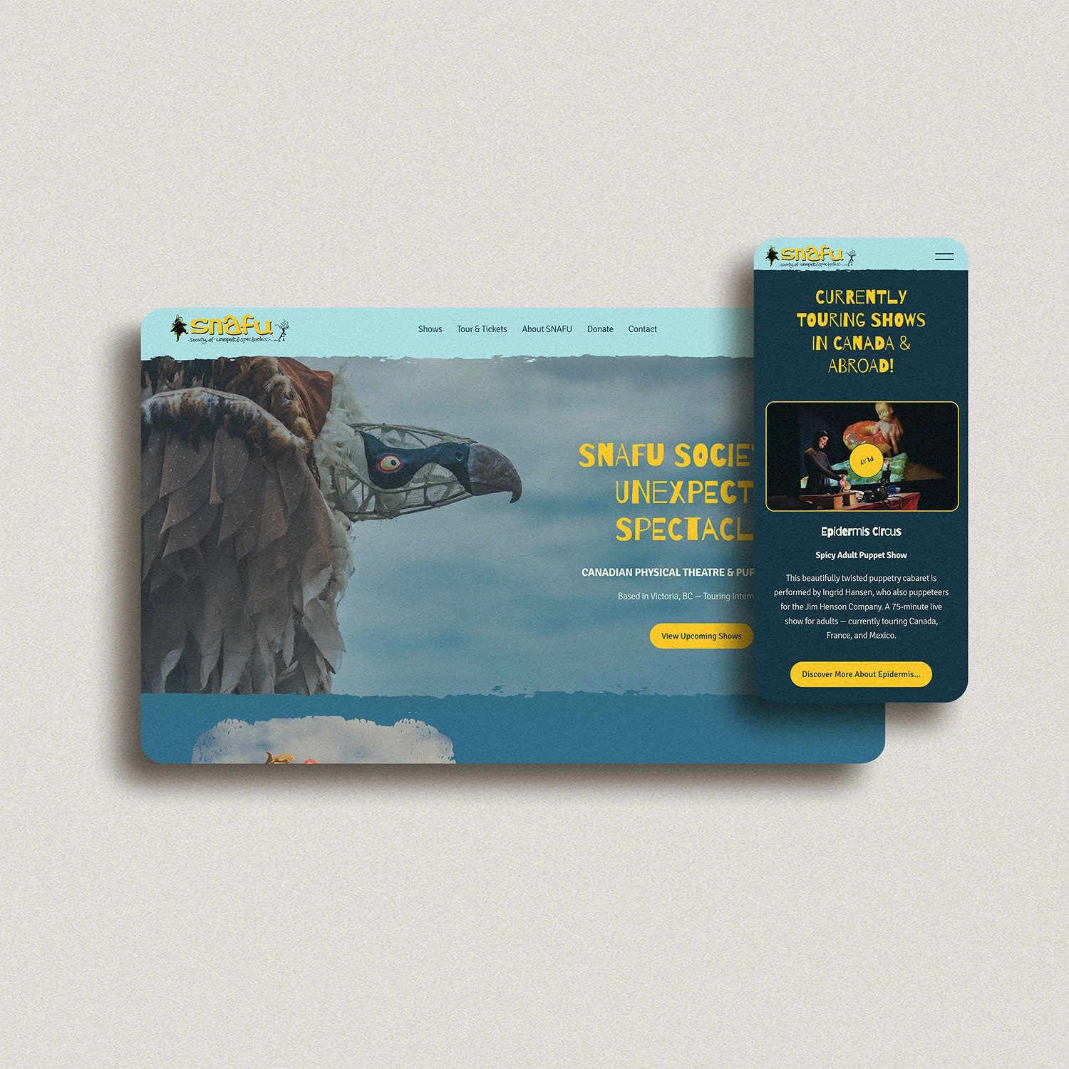 Squarespace website design for not-for-profit theater company