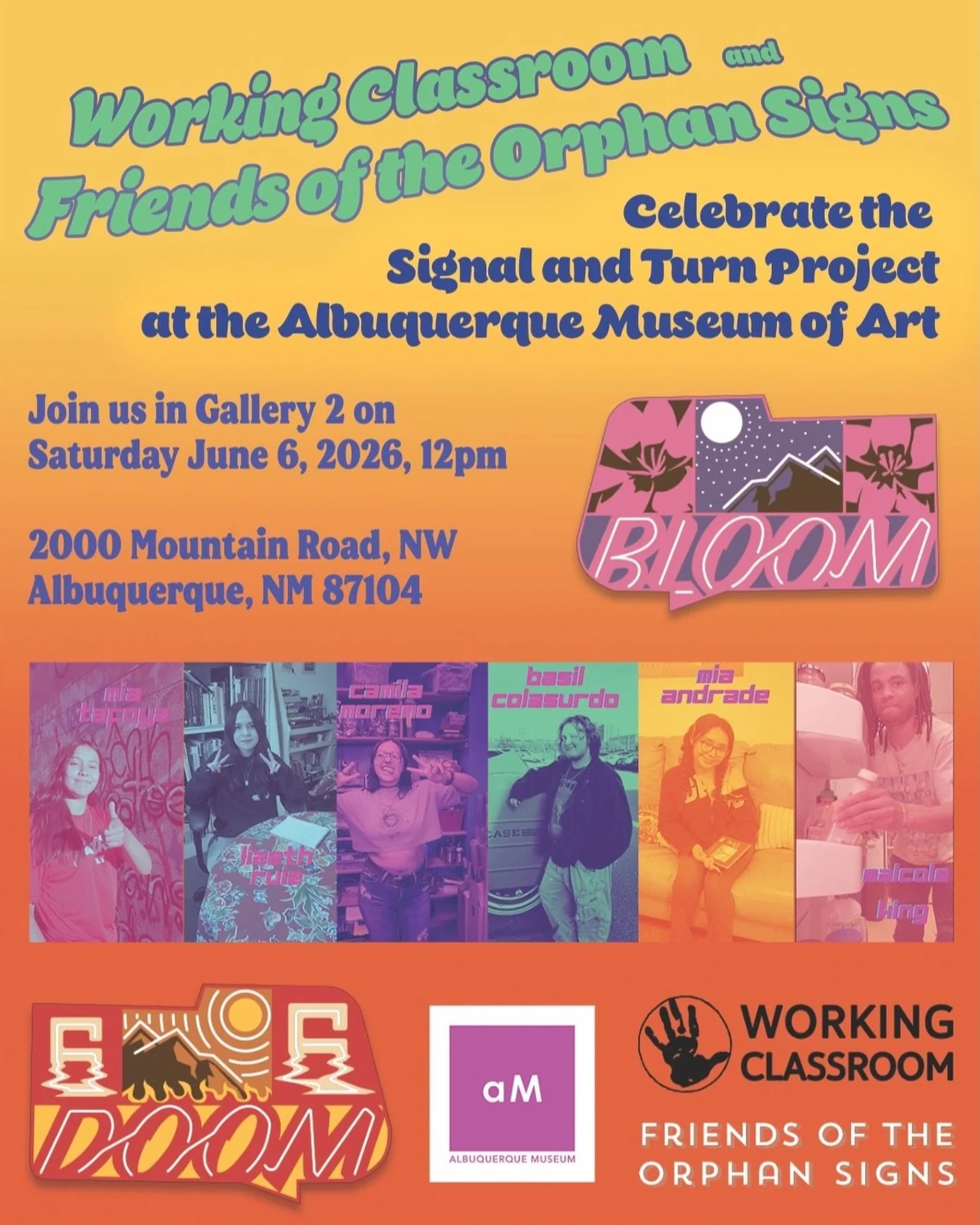 We&rsquo;ve been telling you about our Signal and Turn project, and now, you have an opportunity see the resulting, collaborative designs! Titled Bloom and Doom, this work will soon be on a permanent sign in ABQ. Join us at the Albuquerque Museum on 