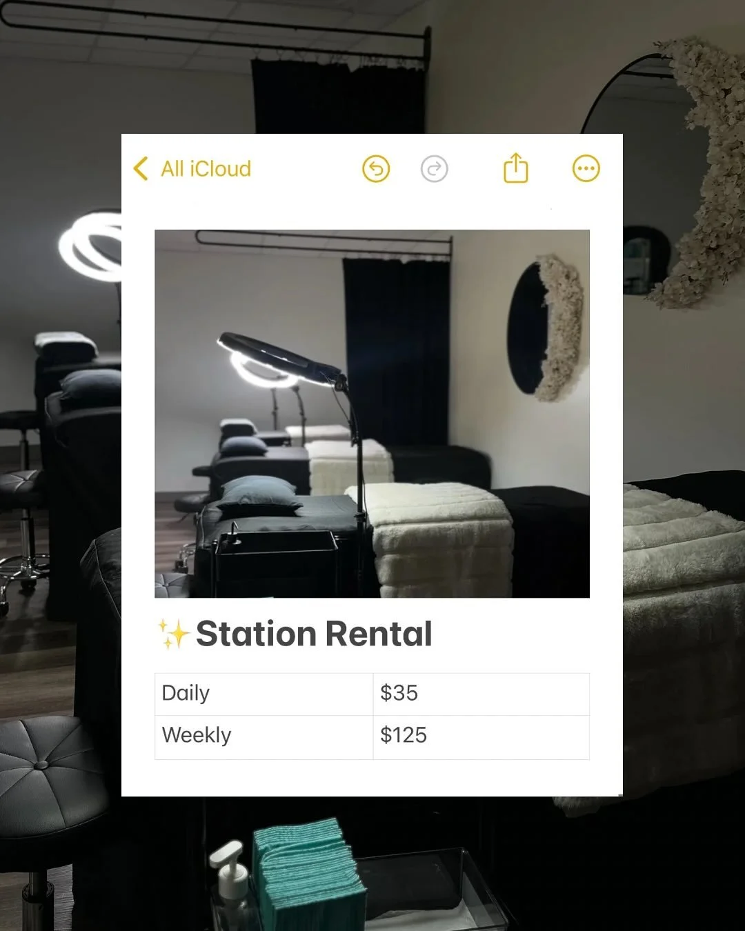 ❌No utilities
❌No repairs
❌No multi-year lease

Just come in&mdash;work your magic, and take home your profits 💰

Stations as low as $35

✅Affordable
✅Modern

Perfect for any artist beginners &amp; pros ✨

Located in: 📍Schiller Park 

Comment &ldqu