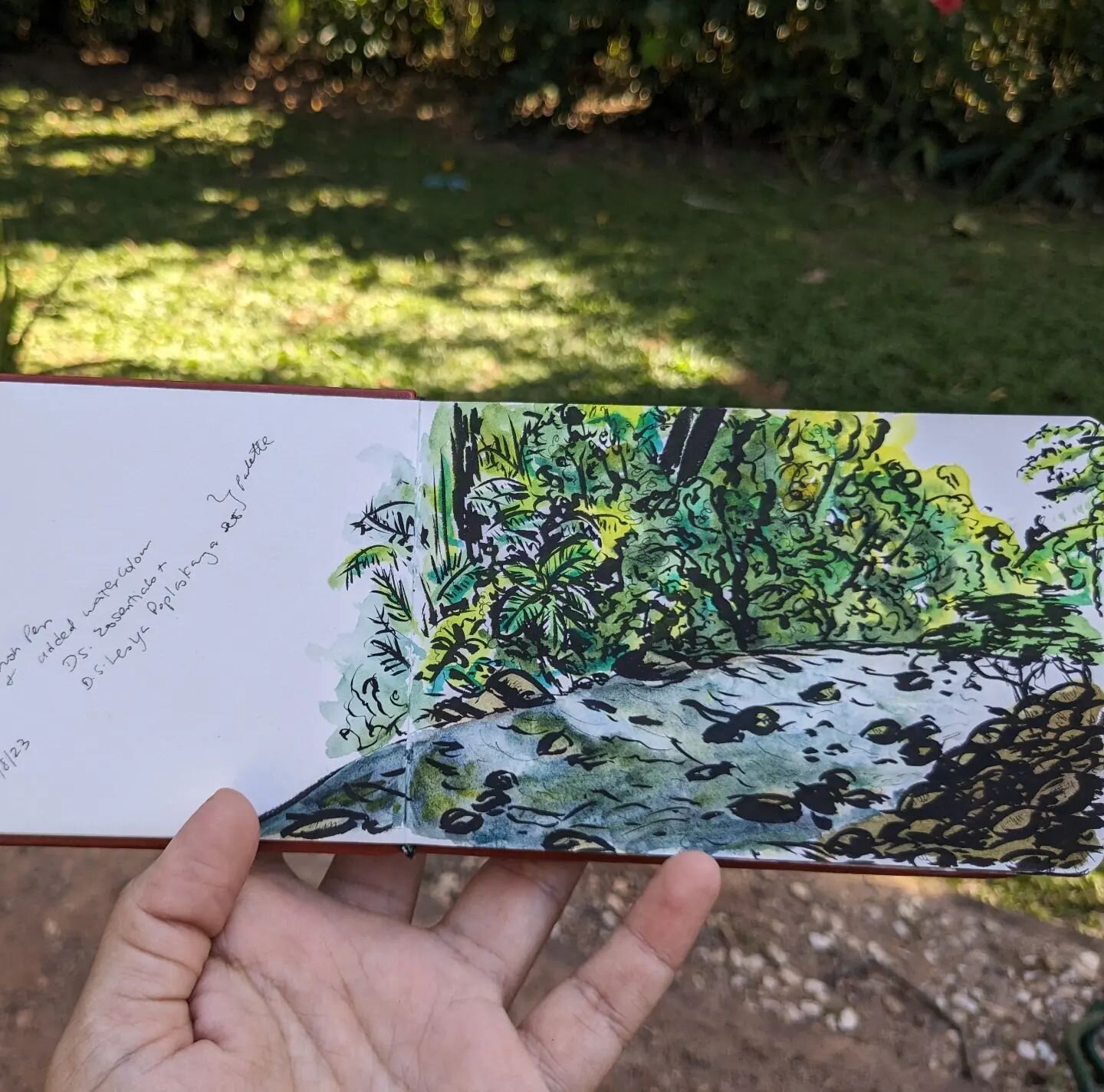 Not quite #inktober because it was done in August and also, I just couldn't leave it without colour 😅 but I've been loving Pentel Brush pens for quick sketches lately. This was a quick 10 min sketch from August, of a section of the Babinda Boulders 