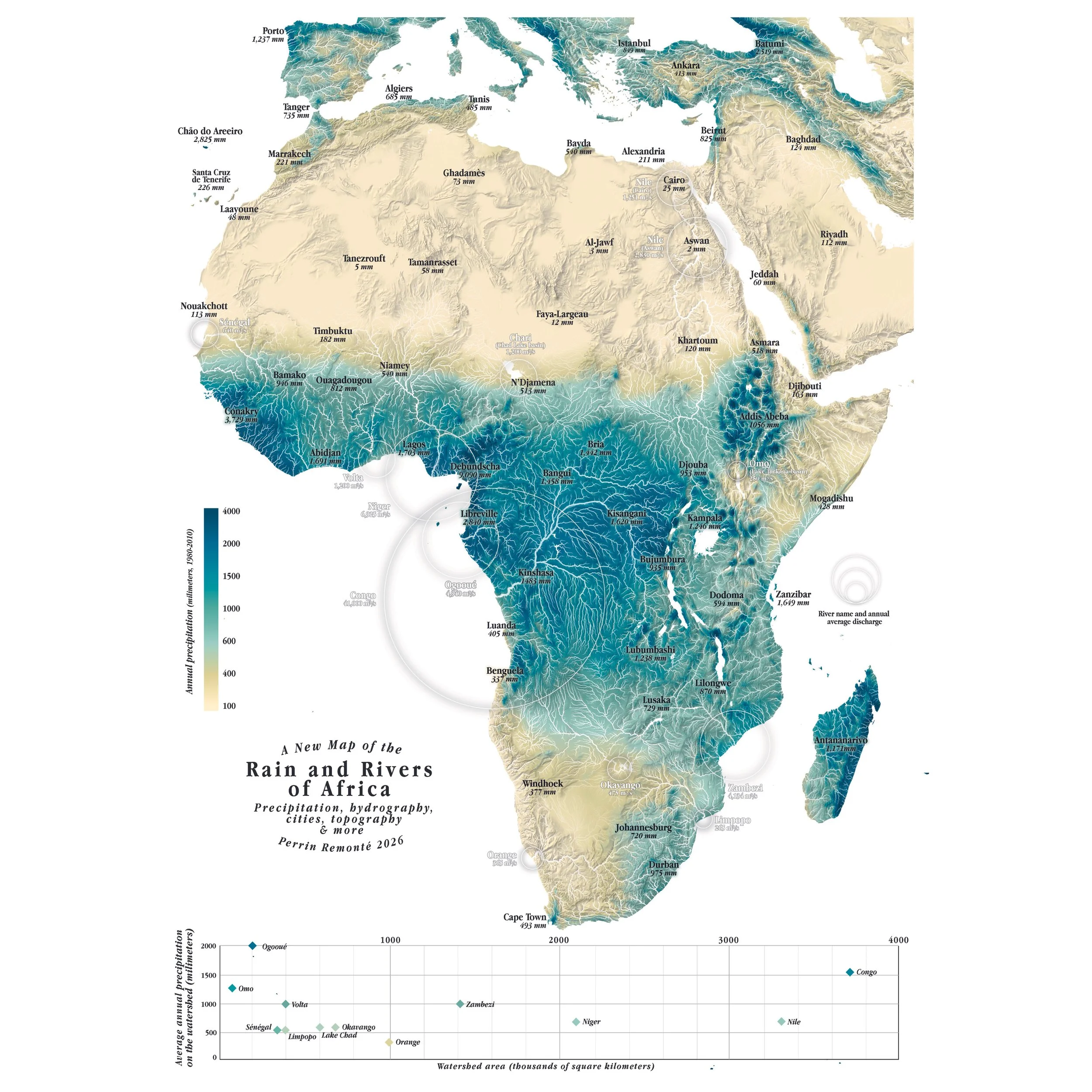 A New Map of the Rain and Rivers of Africa