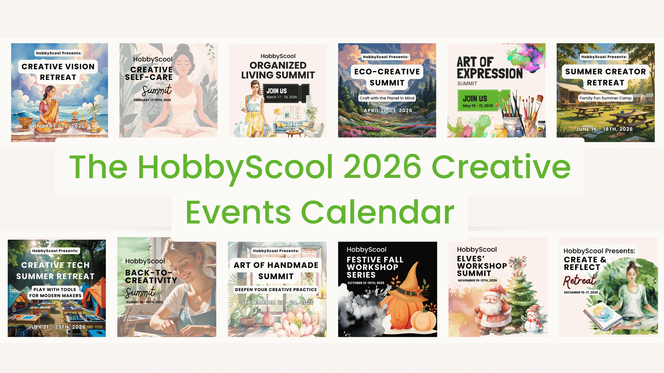 The HobbyScool 2026 Creative Events Calendar
