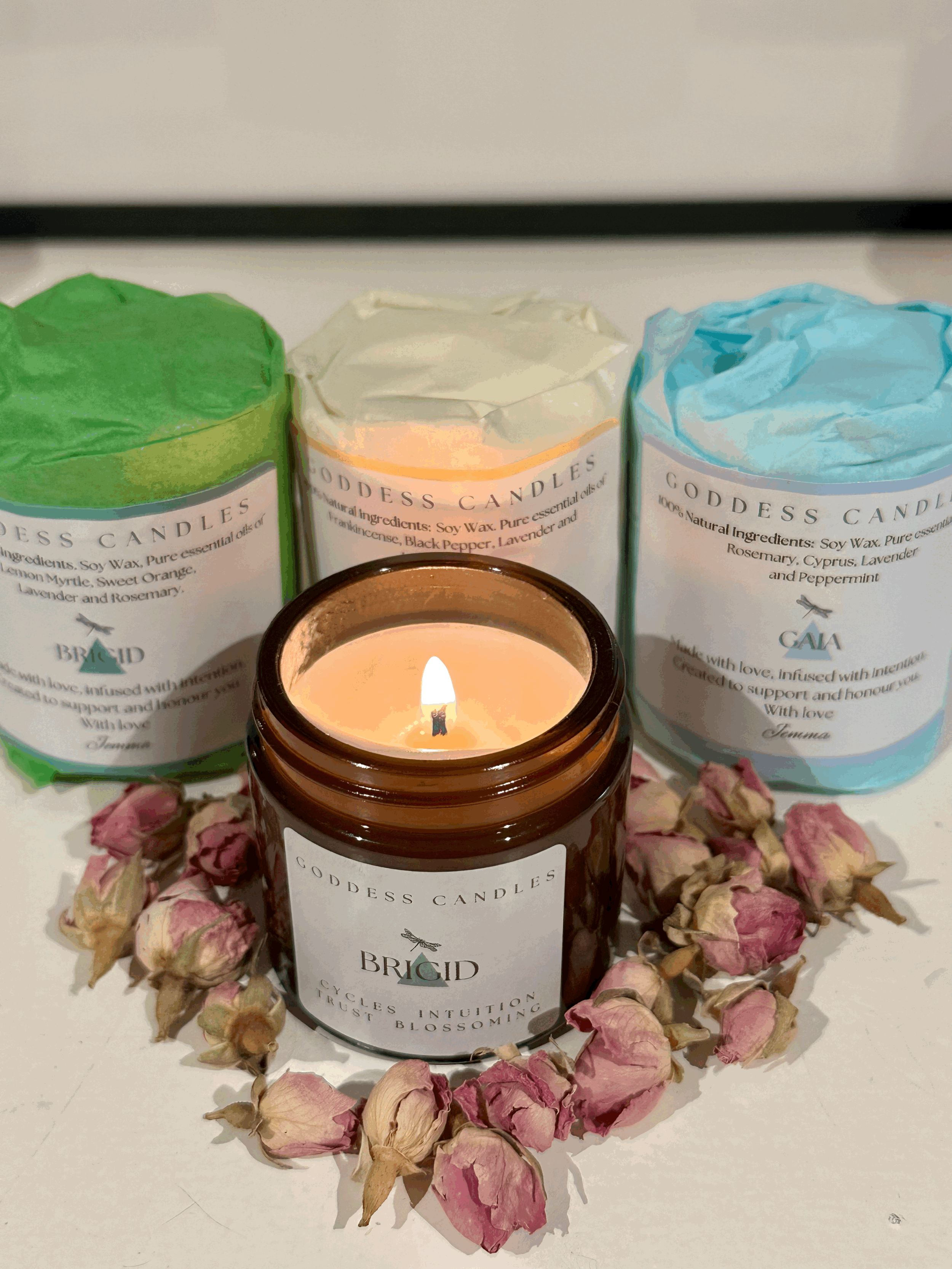 Set of 3 mini Goddess Candles