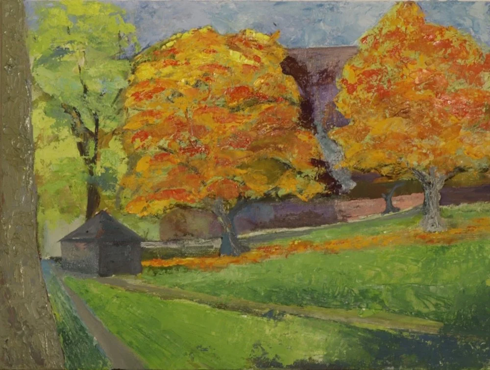 Autumn, Richmond Green  Oil on canvas board  40 x 30 cms