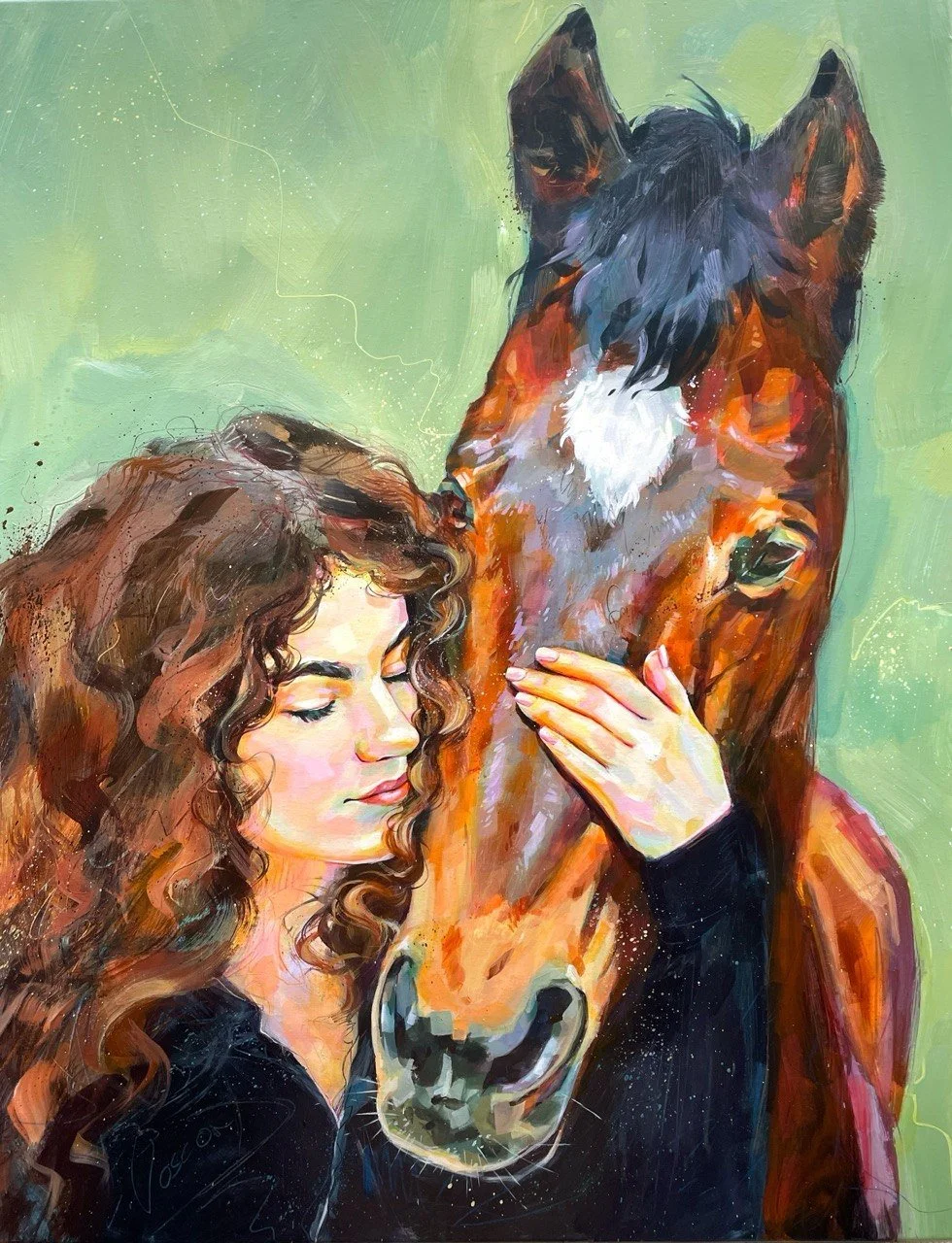 commission of a girl and a horse