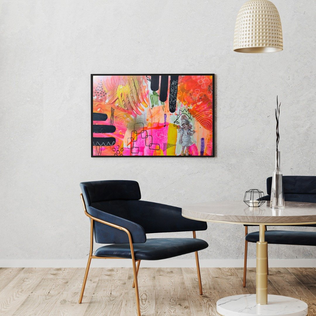 Warum nicht... auch verkaufen?

Ich habe in den letzten Jahren viel gemalt.
Haupts&auml;chlich mit Neonfarben.

Warum? Weil ich sie liebe.
Diese vibrierenden, knalligen Farben erinnern mich jedes Mal daran:
Ich darf laut sein. Schrill. Bunt. Ich darf
