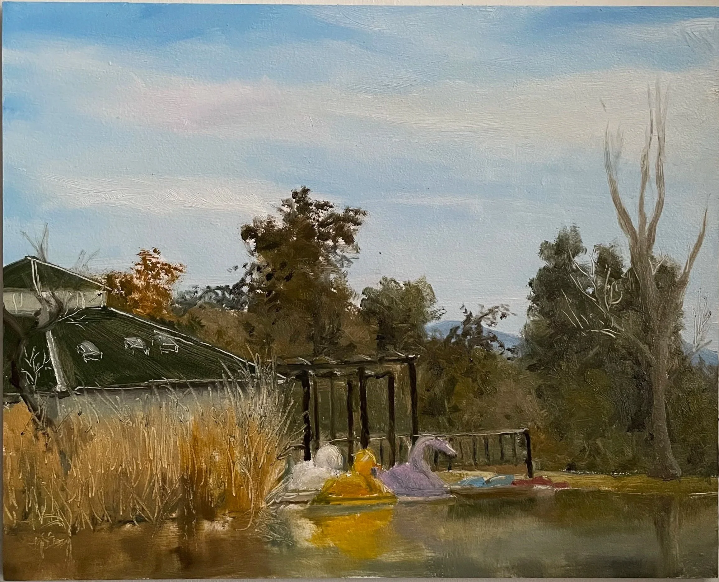 Peddle boat on lake 5
8x10 inches, Oil 