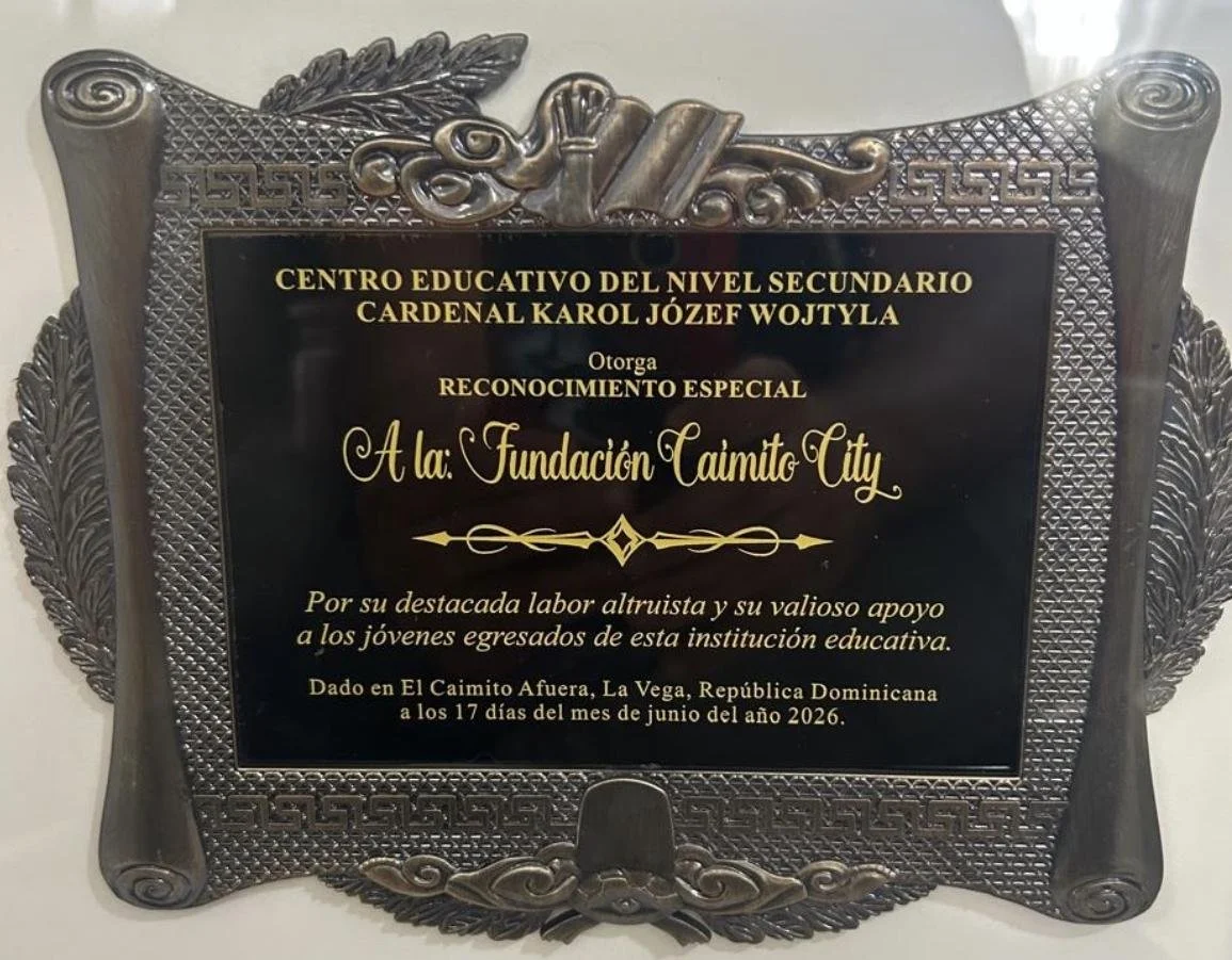 August 2026 - Plaque and Special Recognition from the Centro Educativo del Nivel Secundario Cardenal Karol Józef Wojtyła
