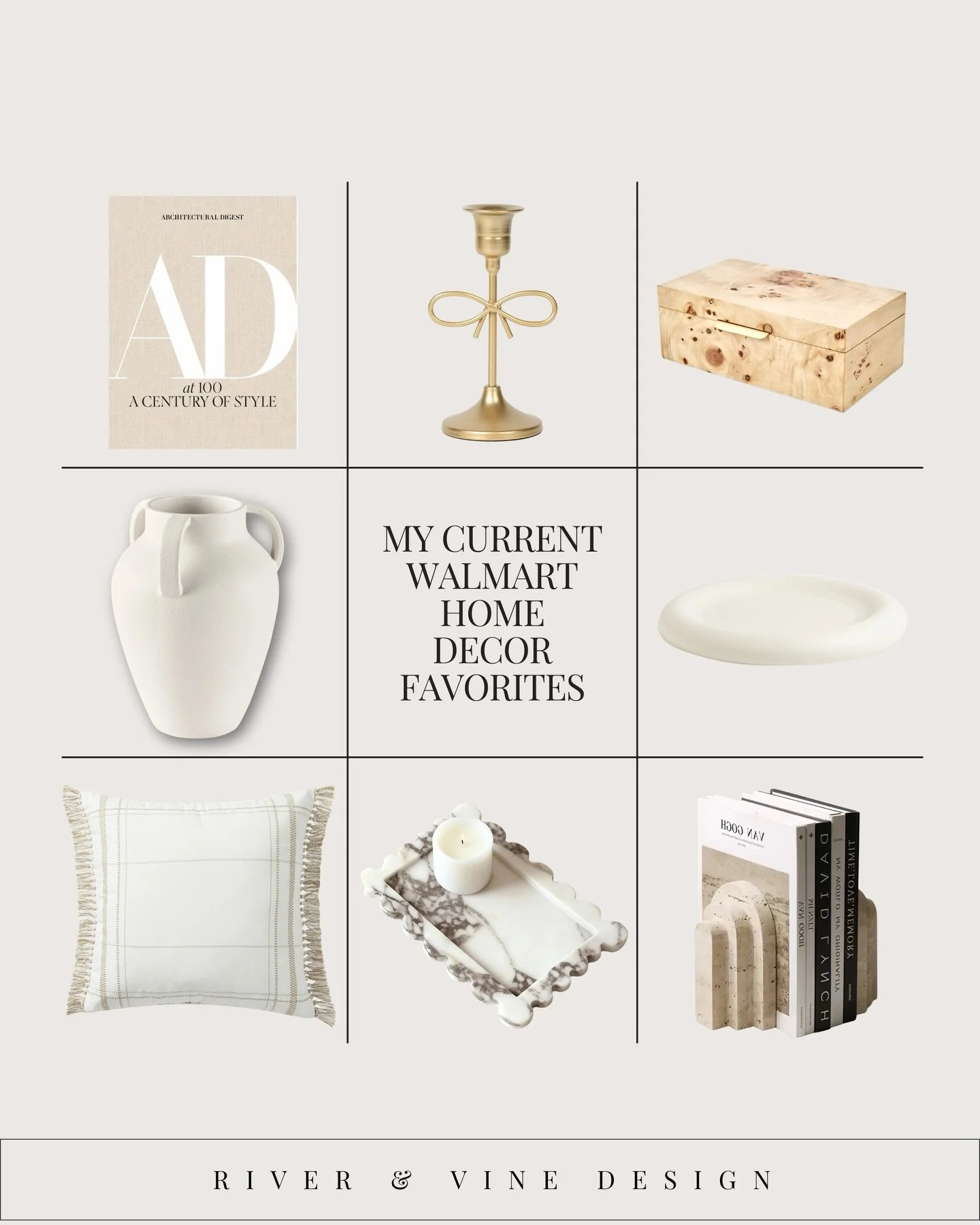 Walmart has been quietly killing it with home decor lately &mdash; and these are a few pieces I keep coming back to. ✨

Think soft neutral ceramics, marble trays, brass accents, textured pillows, and elevated coffee table books &mdash; the kind of pi