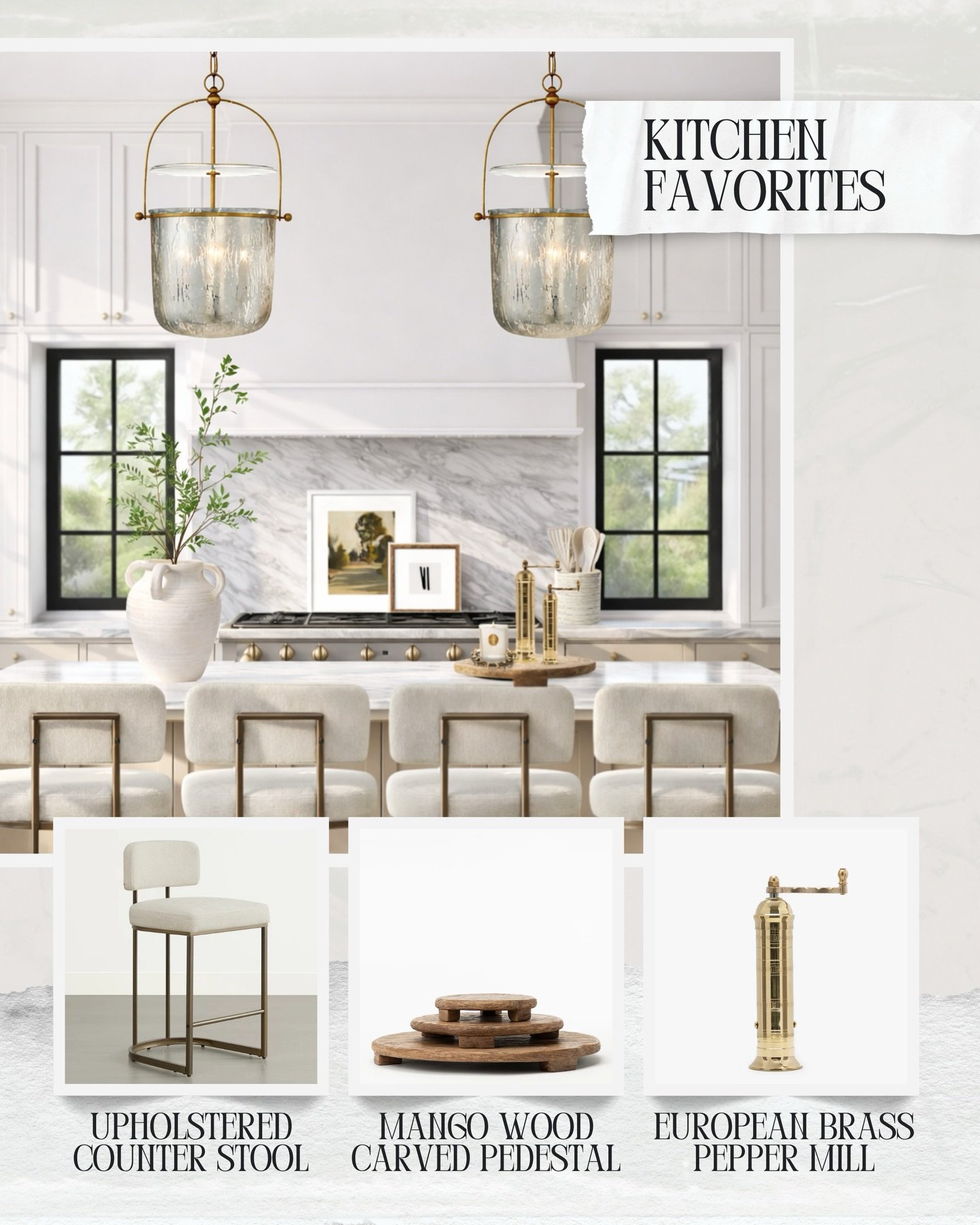 Kitchen details that do more than just function &mdash; they finish the space. ✨

These are the kinds of pieces that take a kitchen from basic to designed. The upholstered counter stools soften the space and add that tailored feel, the mango wood ped
