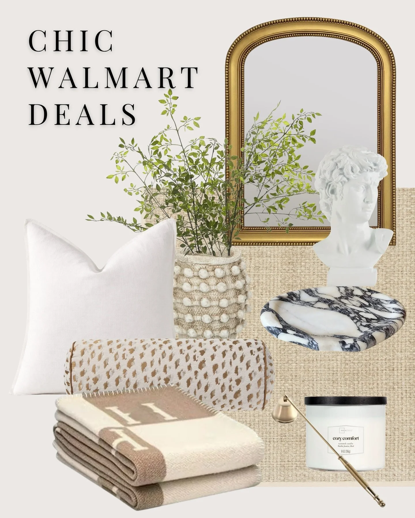 Walmart, but make it designer. ✨

These are the kinds of pieces that instantly elevate a space &mdash; textured neutrals, marble accents, warm gold tones, and classic silhouettes that feel far more expensive than they are.

From the arched mirror and