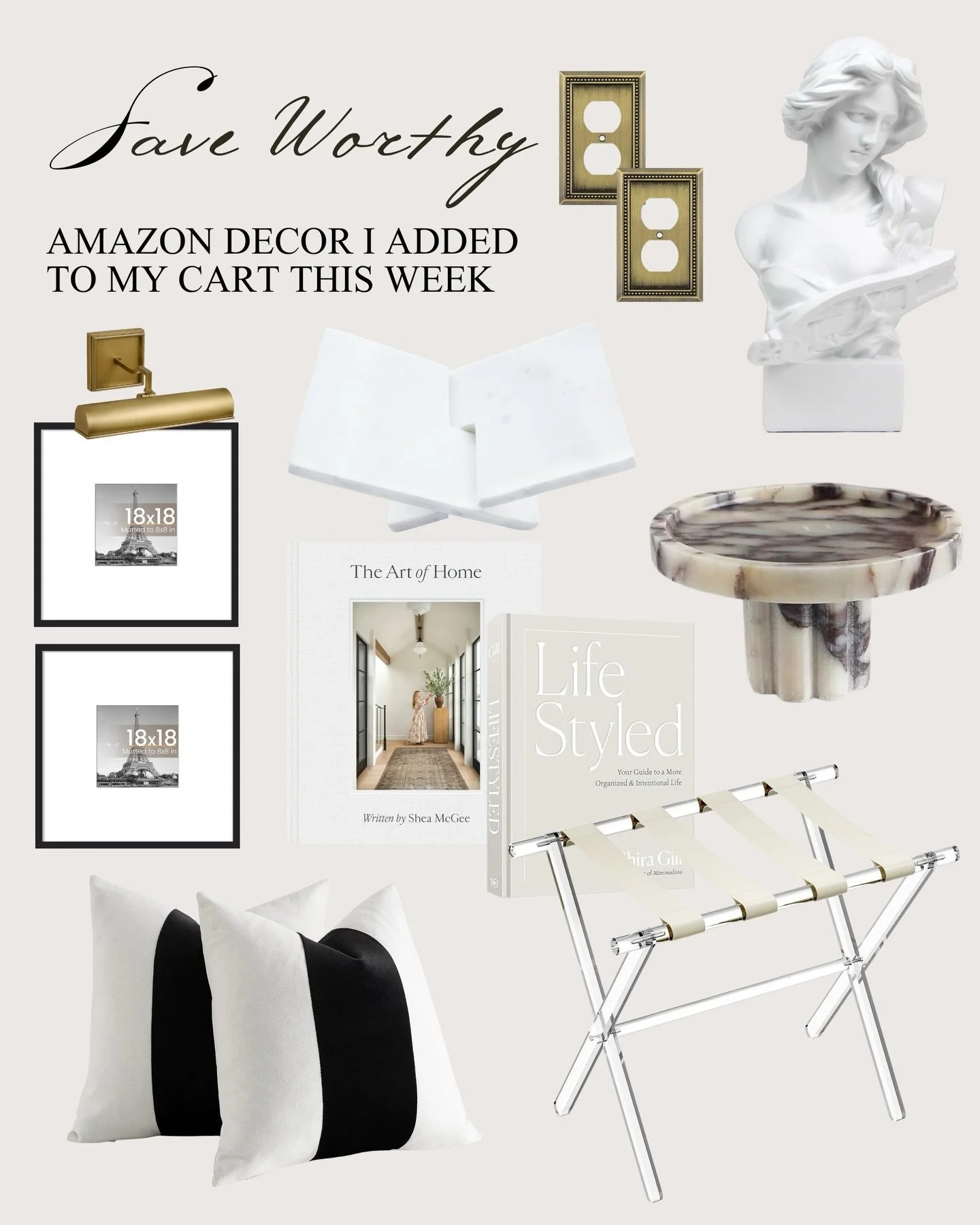 You know I don&rsquo;t &ldquo;window shop.&rdquo;
If it&rsquo;s in my cart&hellip; it&rsquo;s earned its spot.

This week&rsquo;s Amazon home decor finds are leaning classic, neutral, and a little bit European-inspired &mdash; brass picture lighting,