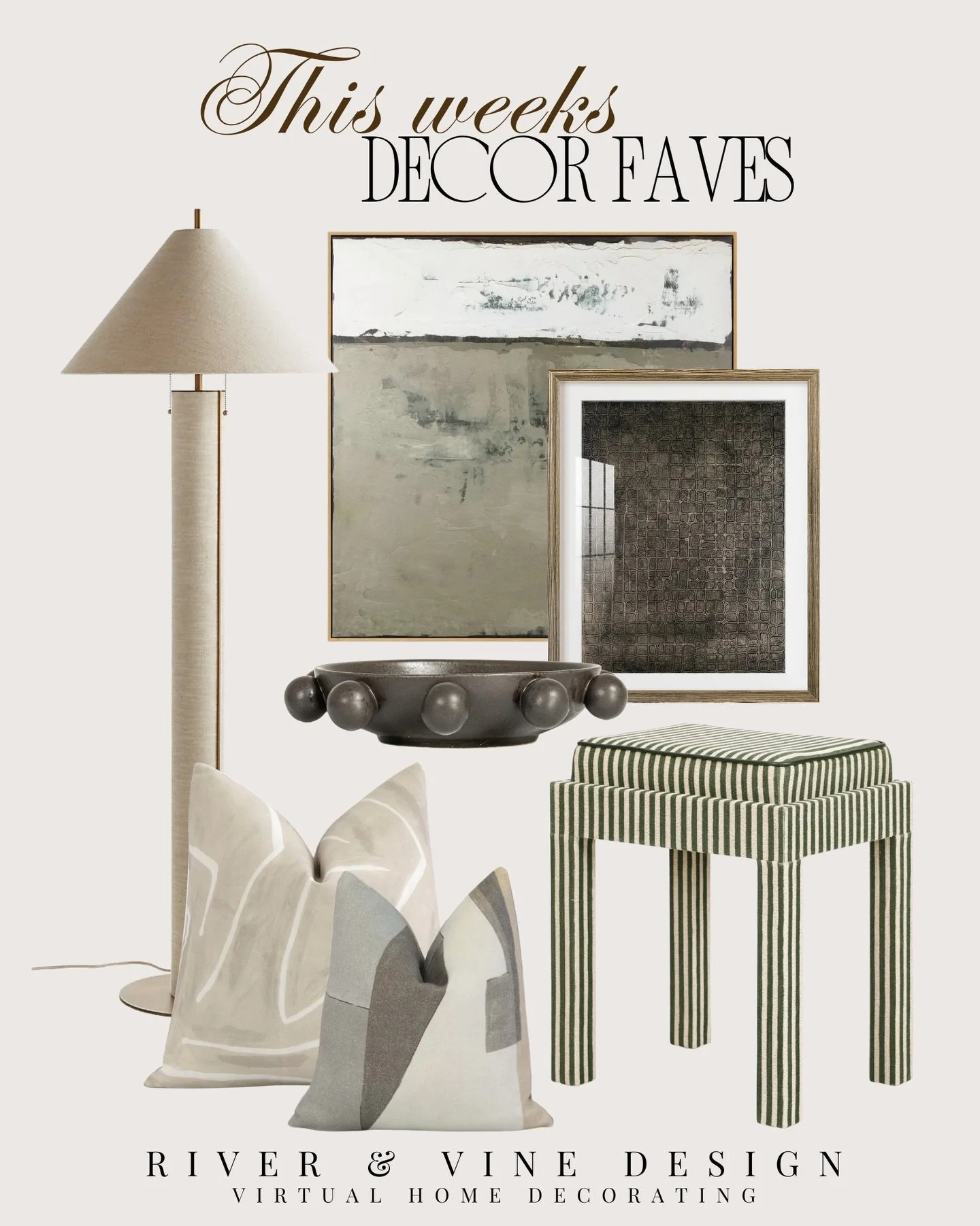 This week&rsquo;s decor finds are all about quiet luxury with texture&mdash;pieces that instantly elevate a space without overthinking it.
The striped stool adds that designer layer (and doubles as extra seating), the sculptural bowl brings in depth,