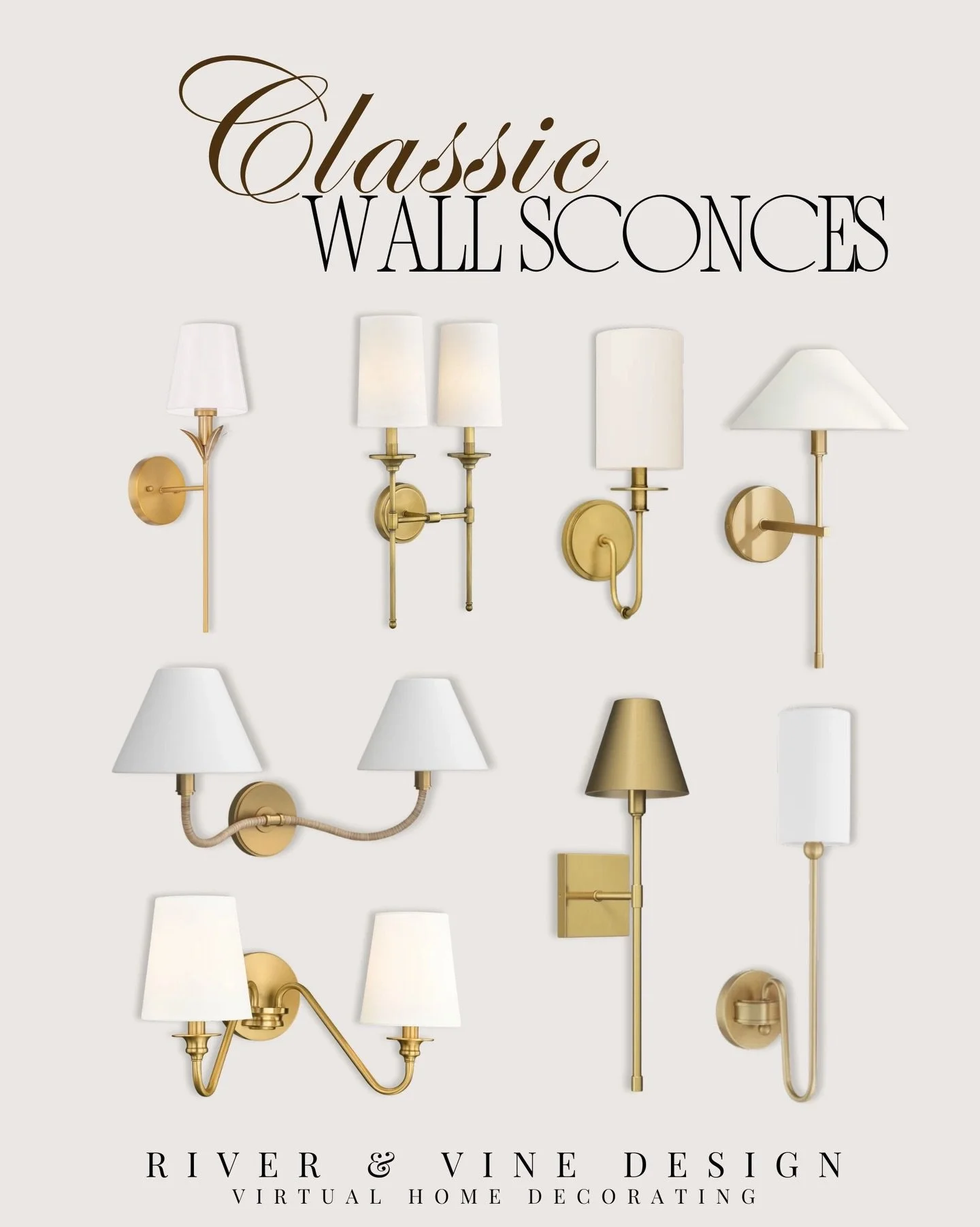 Classic wall sconces that instantly elevate a space&mdash;clean lines, warm brass, and timeless shapes that work in bedrooms, hallways, and living rooms.

If your lighting feels like an afterthought, this is the upgrade that changes everything.
 
Com