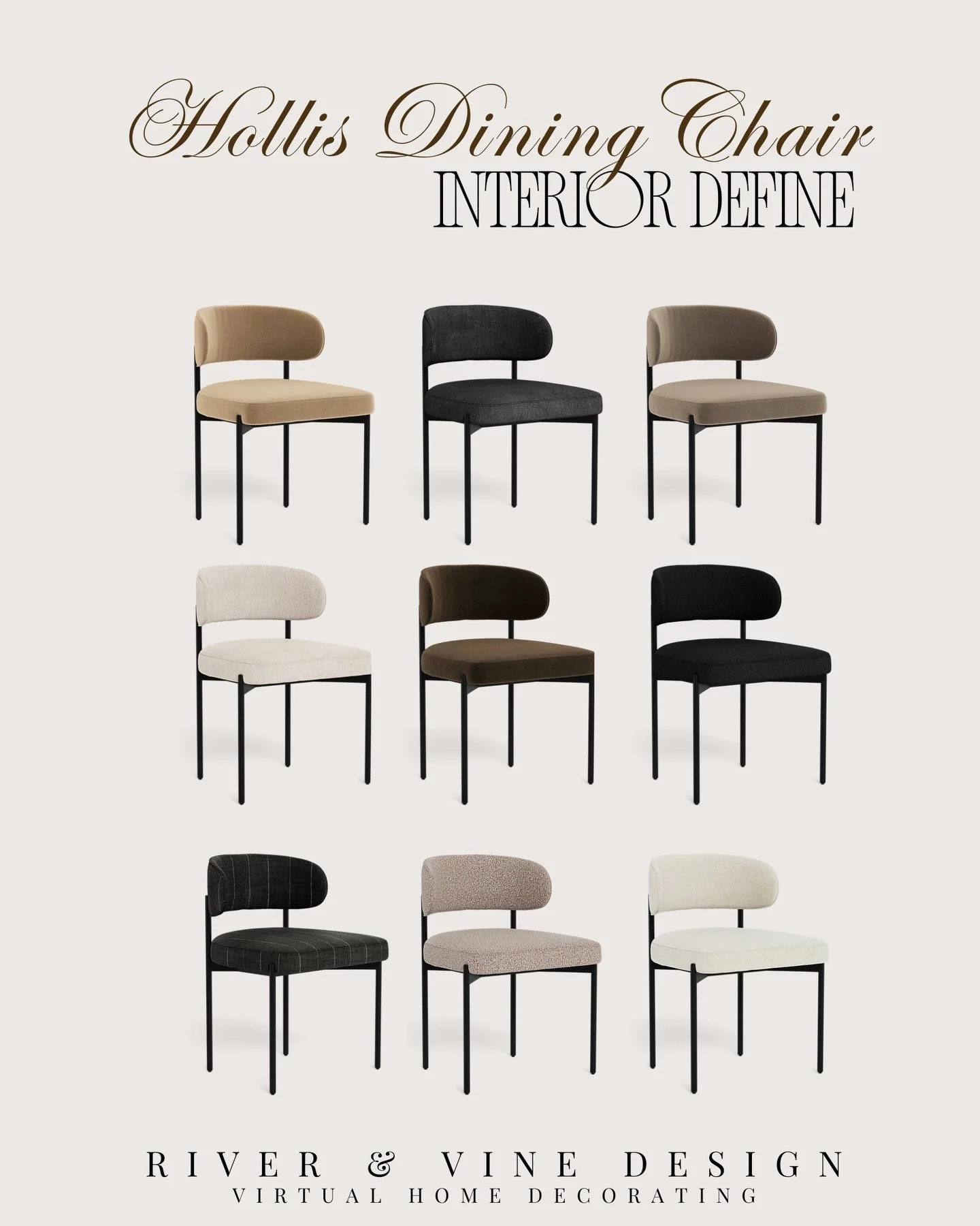The dining chair that works in almost any space. ✨
The Hollis chair is one of those pieces that feels simple, clean, and elevated without trying too hard. The curved back softens the look, while the slim frame keeps everything feeling light and moder