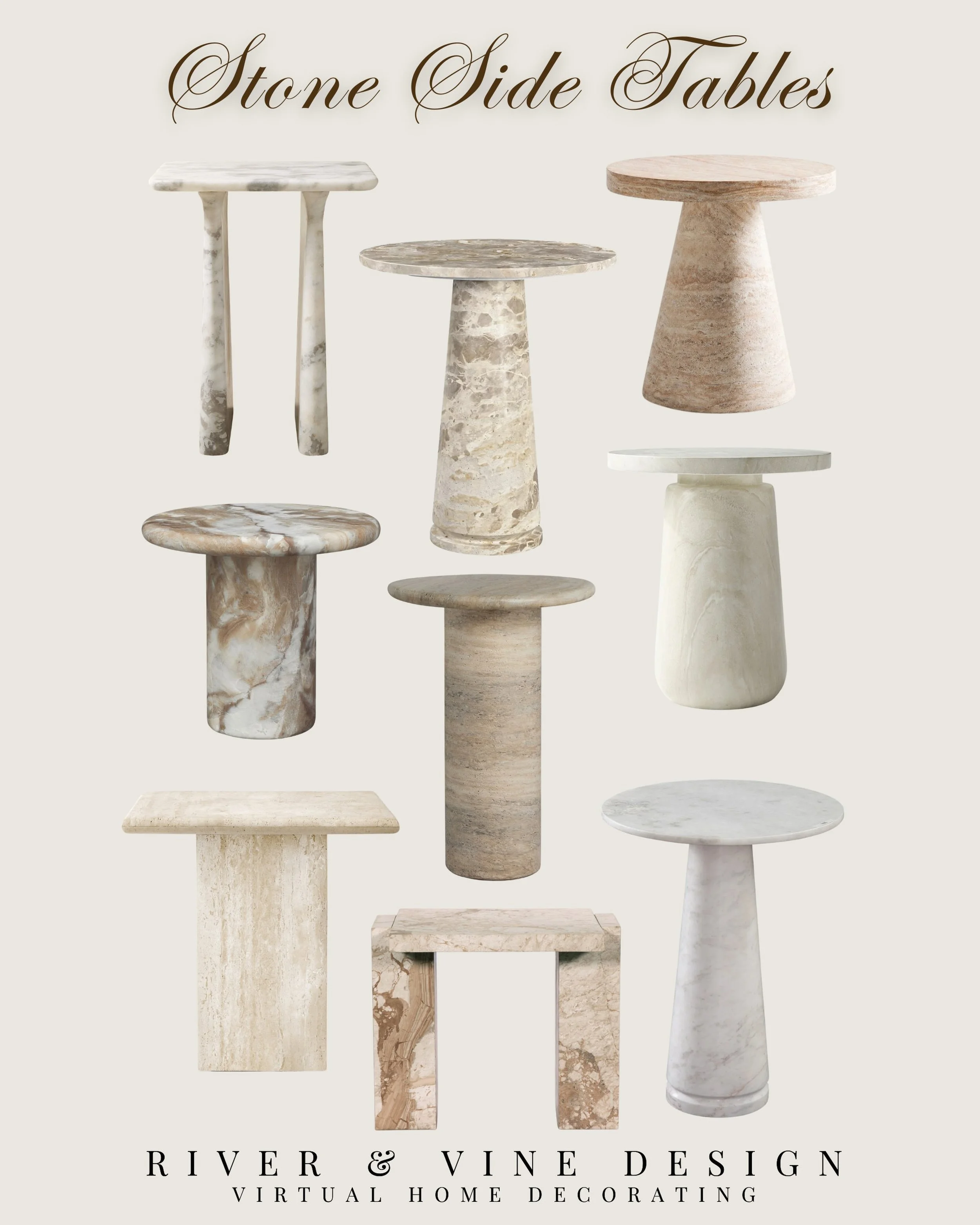 Stone side tables are one of my favorite ways to make a room feel instantly elevated. ✨

They add texture, weight, and that collected designer feel without needing a ton of styling. I love mixing softer upholstery with stone because it creates contra