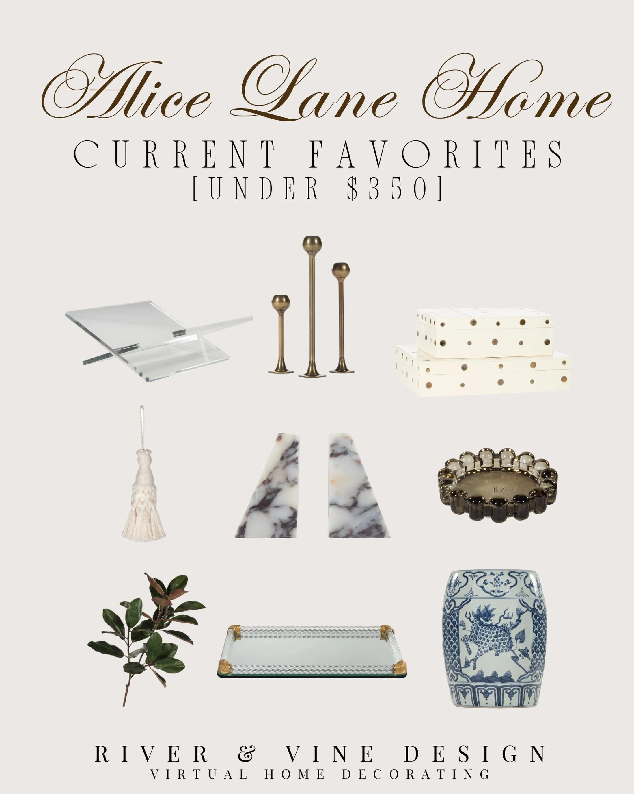 Current favorites under $350 🤎

A timeless mix of polished accents, marble details, blue and white decor, and classic styling pieces that instantly make a room feel more collected. Perfect for shelves, coffee tables, consoles, built-ins, or layering
