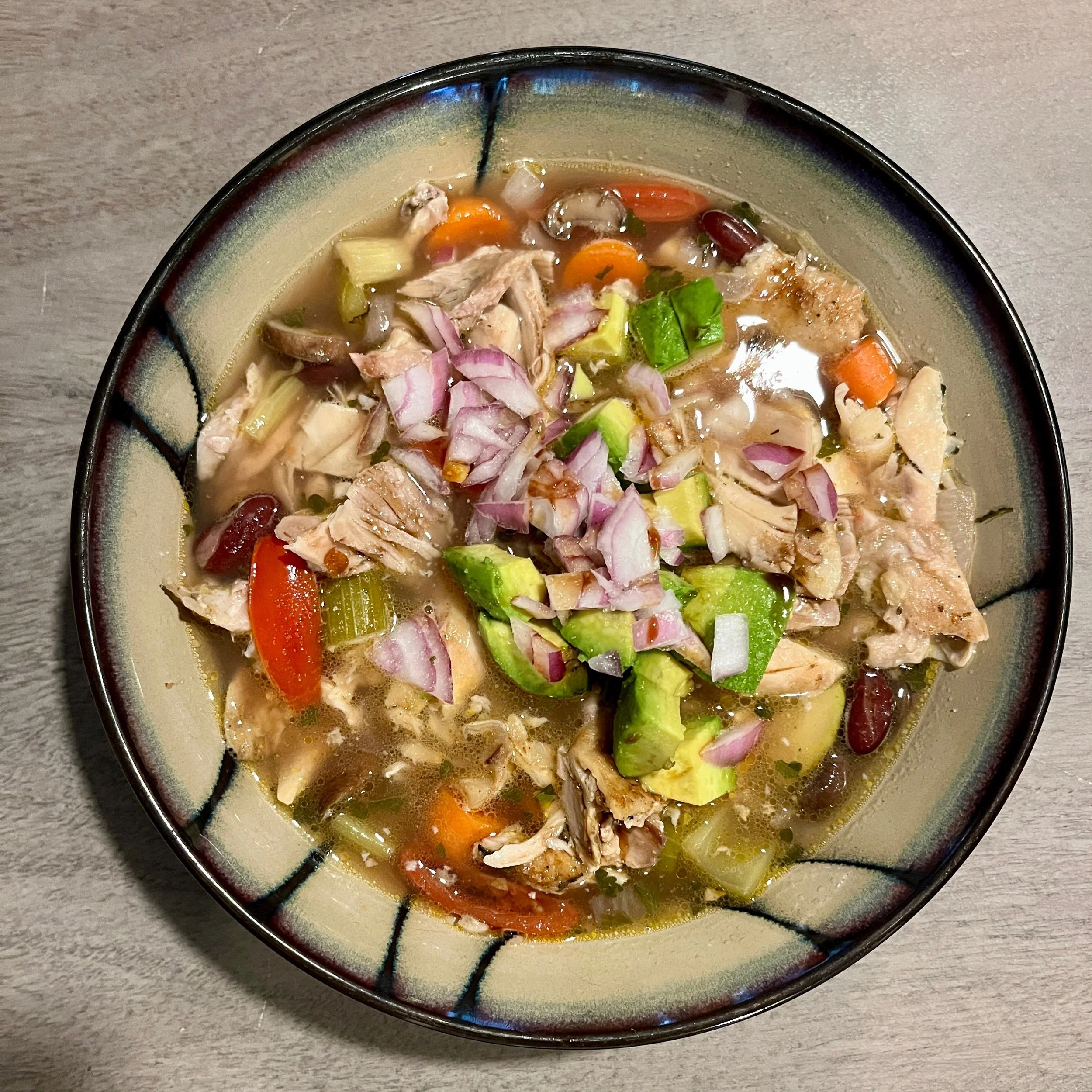 Meal Idea: Add Chicken and Avocado to Vegetable Soup