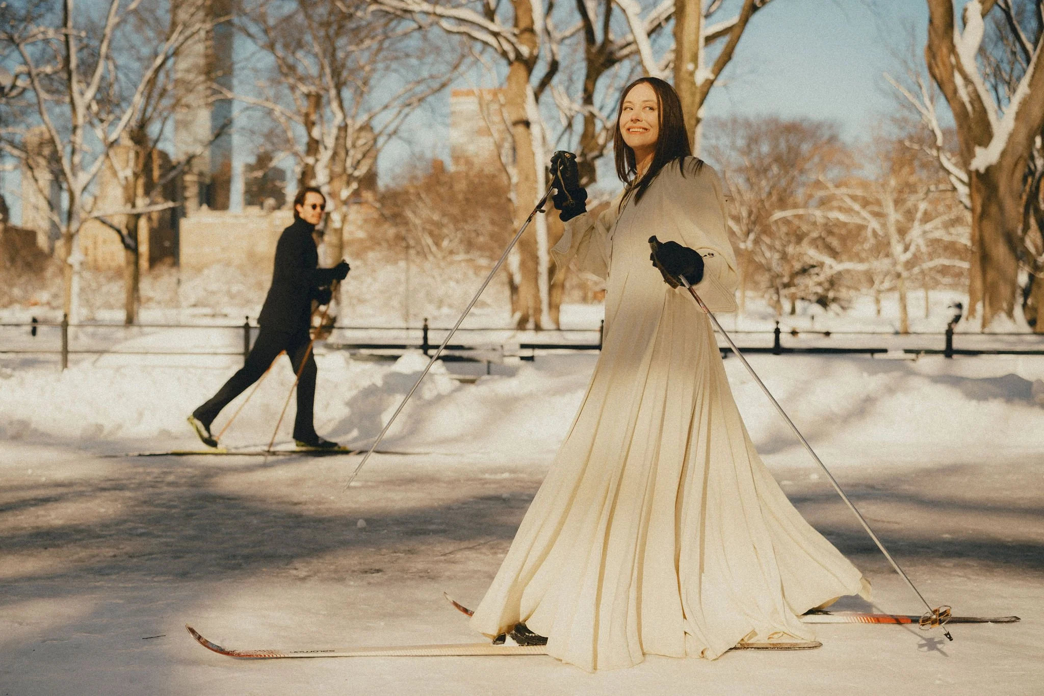 XC Skiing in Central Park: An Iconic  Engagement Shoot in Snowy NYC