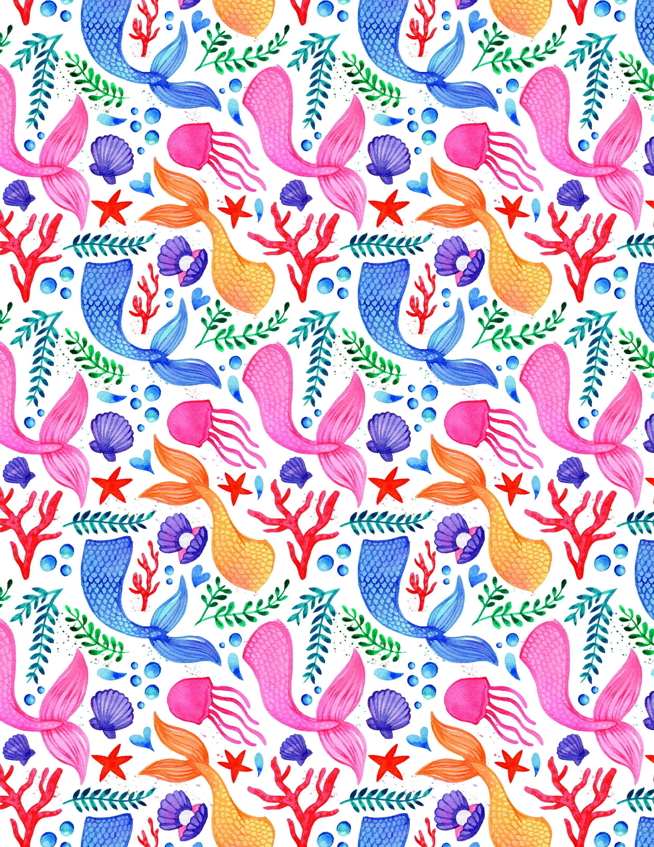 Mermaid Pattern Custom Illustration