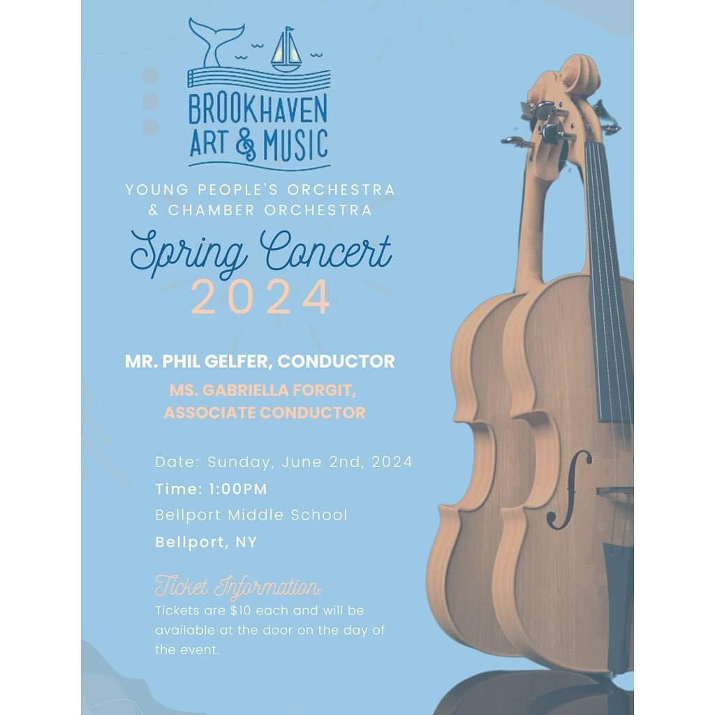 Our Spring Concert is THIS Sunday, June 2nd! Featuring the Young People&rsquo;s Orchestra under the direction of Ms. Gabriella Forgit, and the Chamber Orchestra under the direction of Mr. Phil Gelfer &mdash; it is sure to be an amazing concert with t