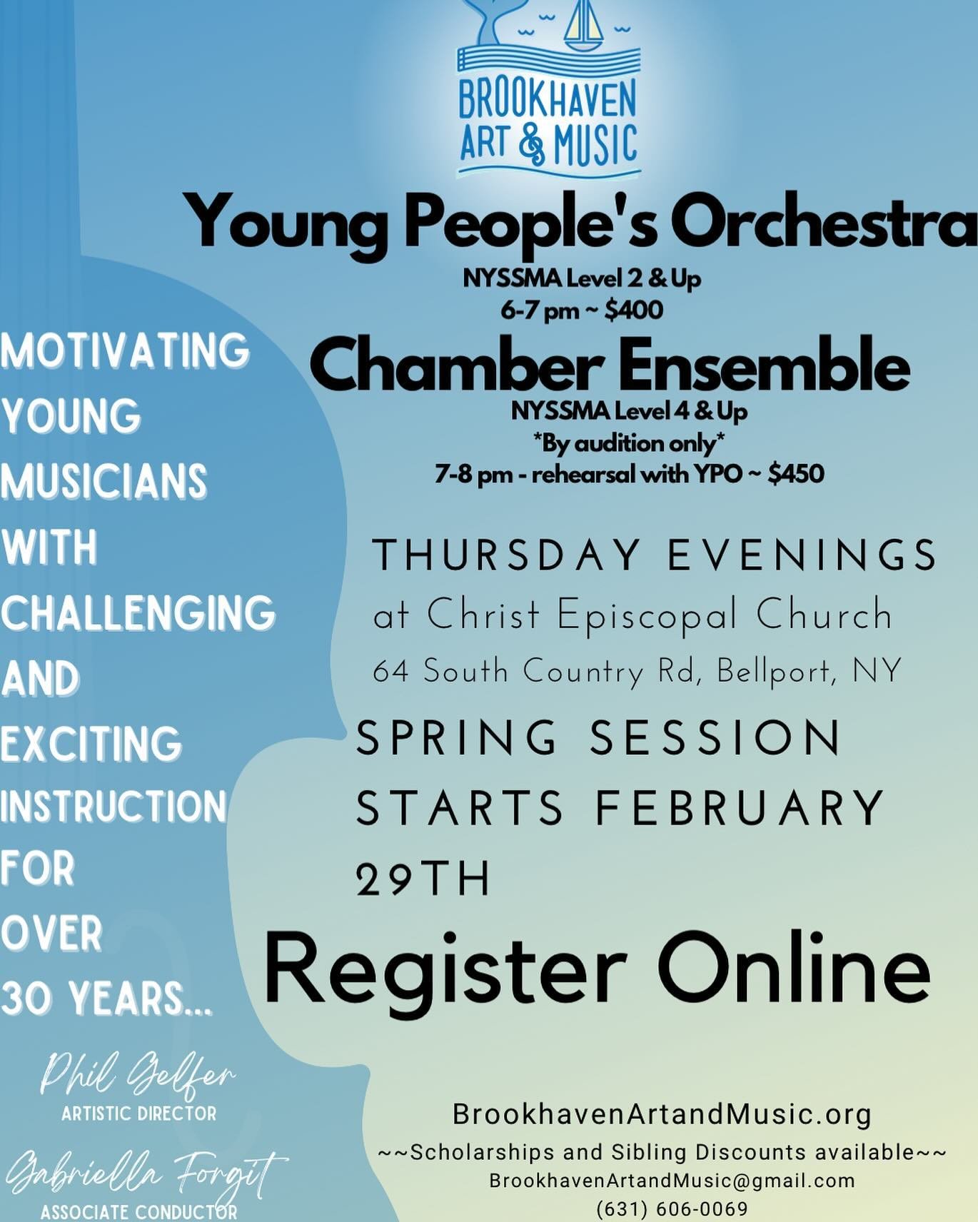 Our spring session begins NEXT week! We can&rsquo;t wait to start up another amazing season of YPO and Chamber Orchestra &mdash; with some exciting things planned like a trip to Music In The Parks! Enroll on our website today to join us for our sprin